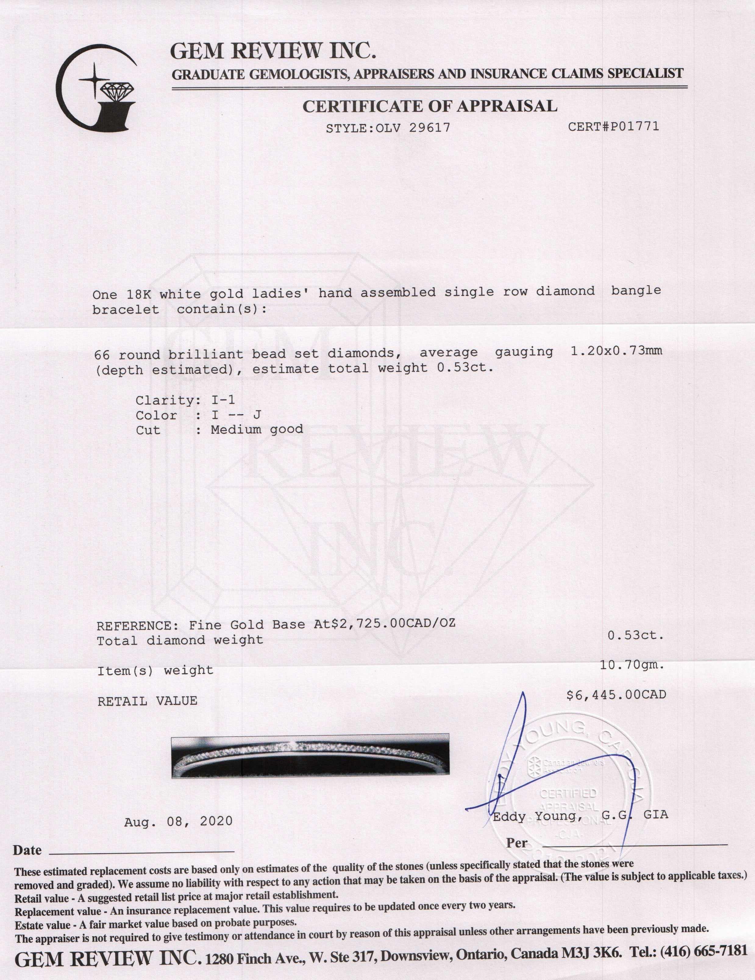 Diamond 18k White Gold Bangle Bracelet