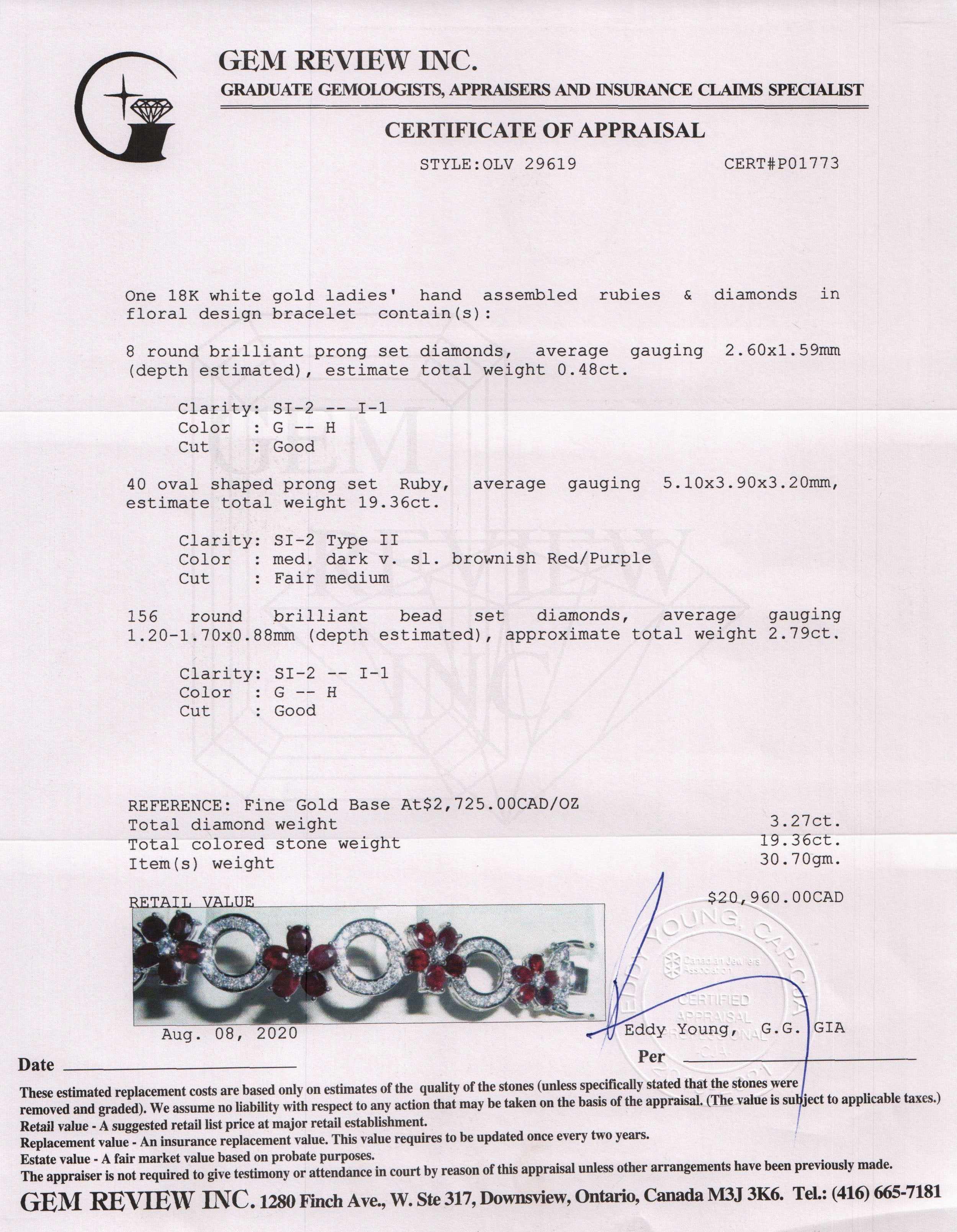 Ruby and Diamond Floral Tennis Bracelet