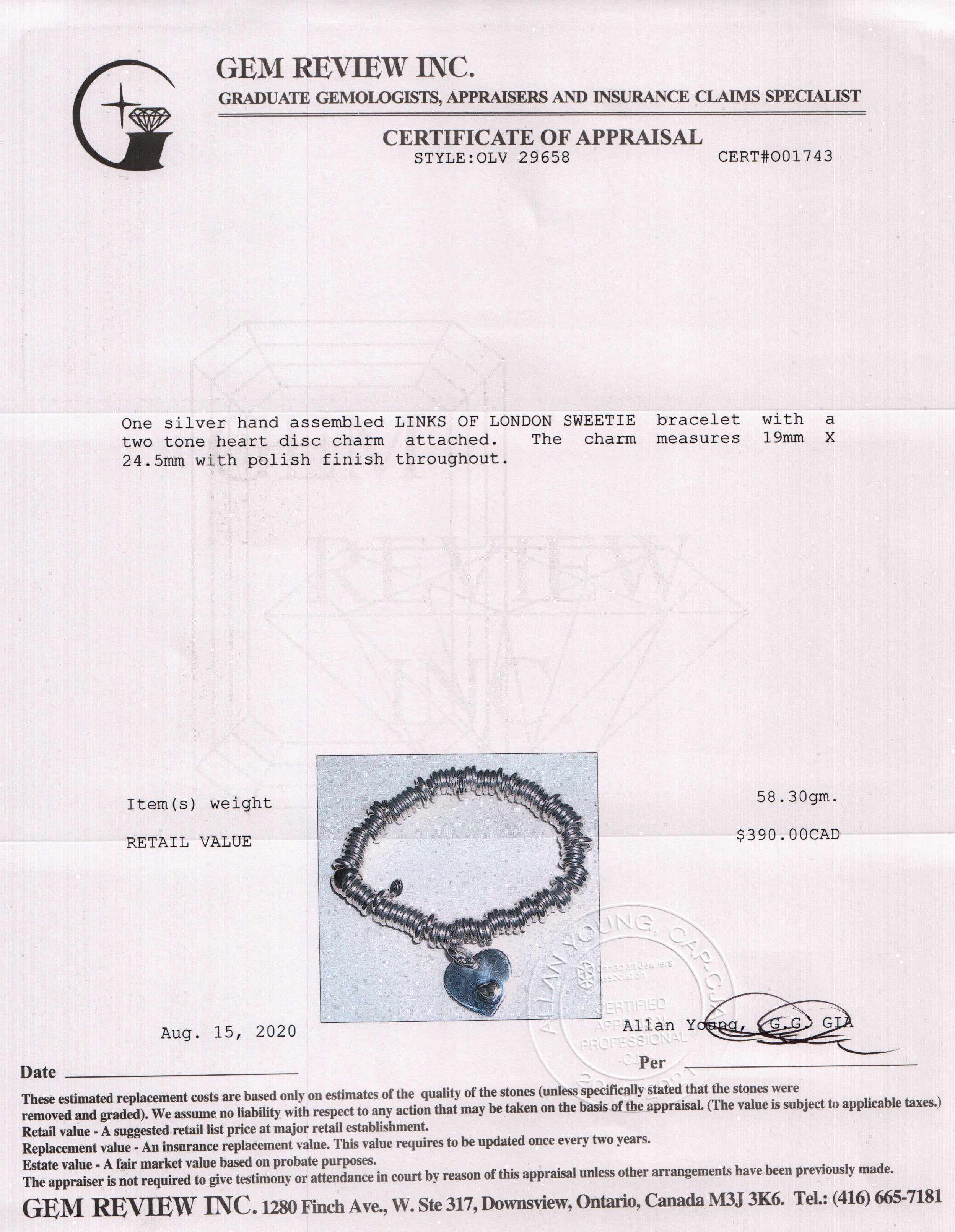 Links of London Two-Tone Heart Disc Sweetie Charm Bracelet