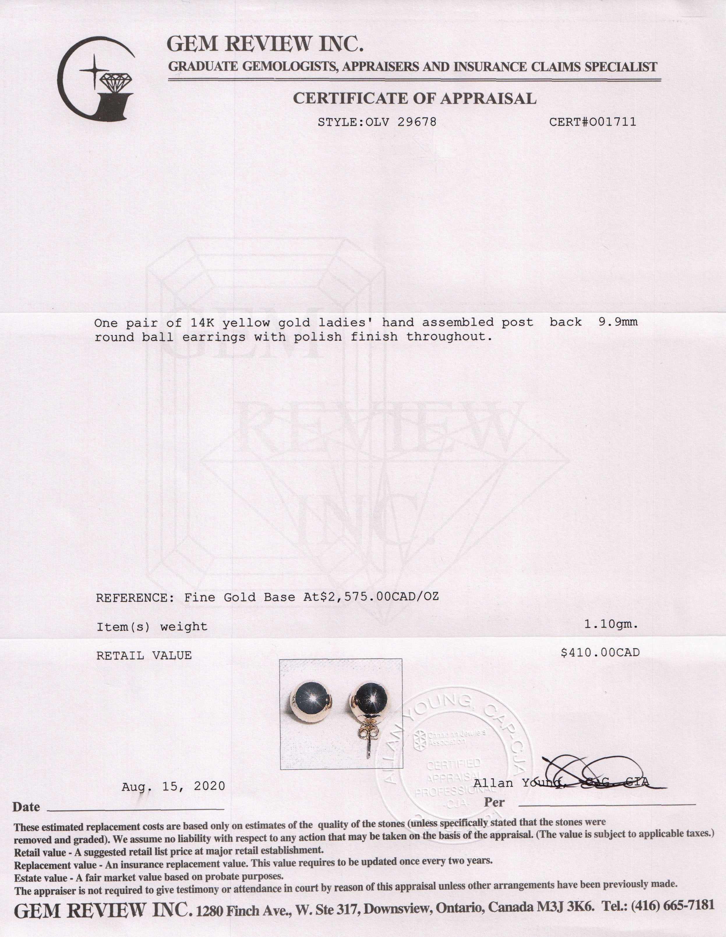 Estate 14k Gold Ball Earrings