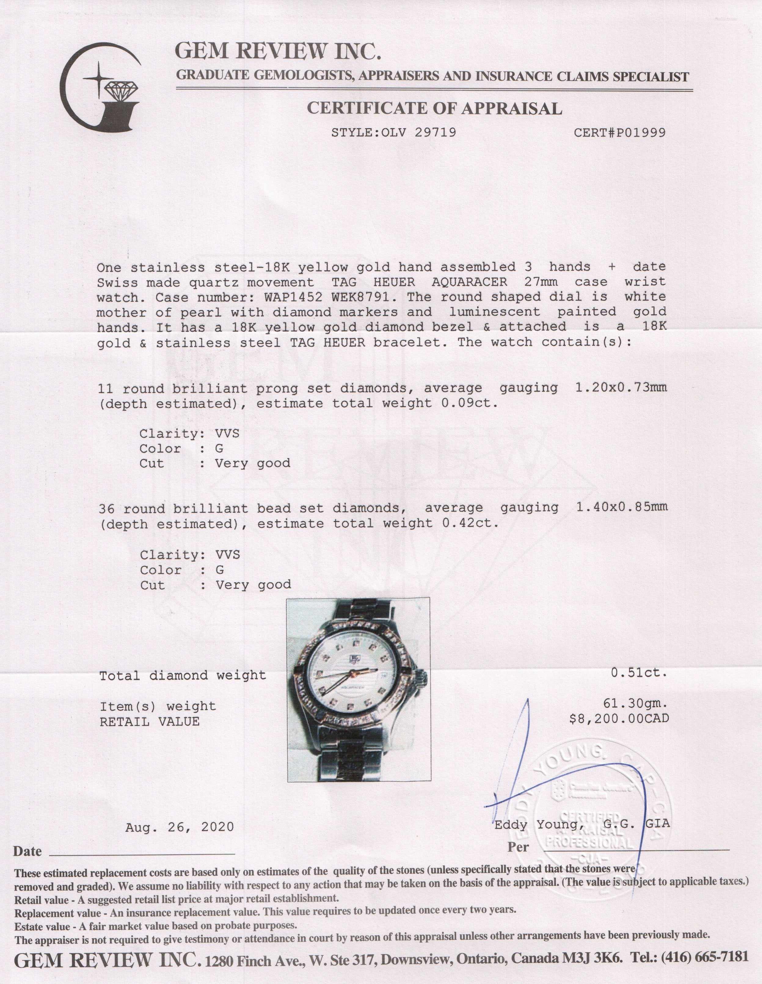 Tag Heuer Two-Tone Diamond Aquaracer Watch w/ Box