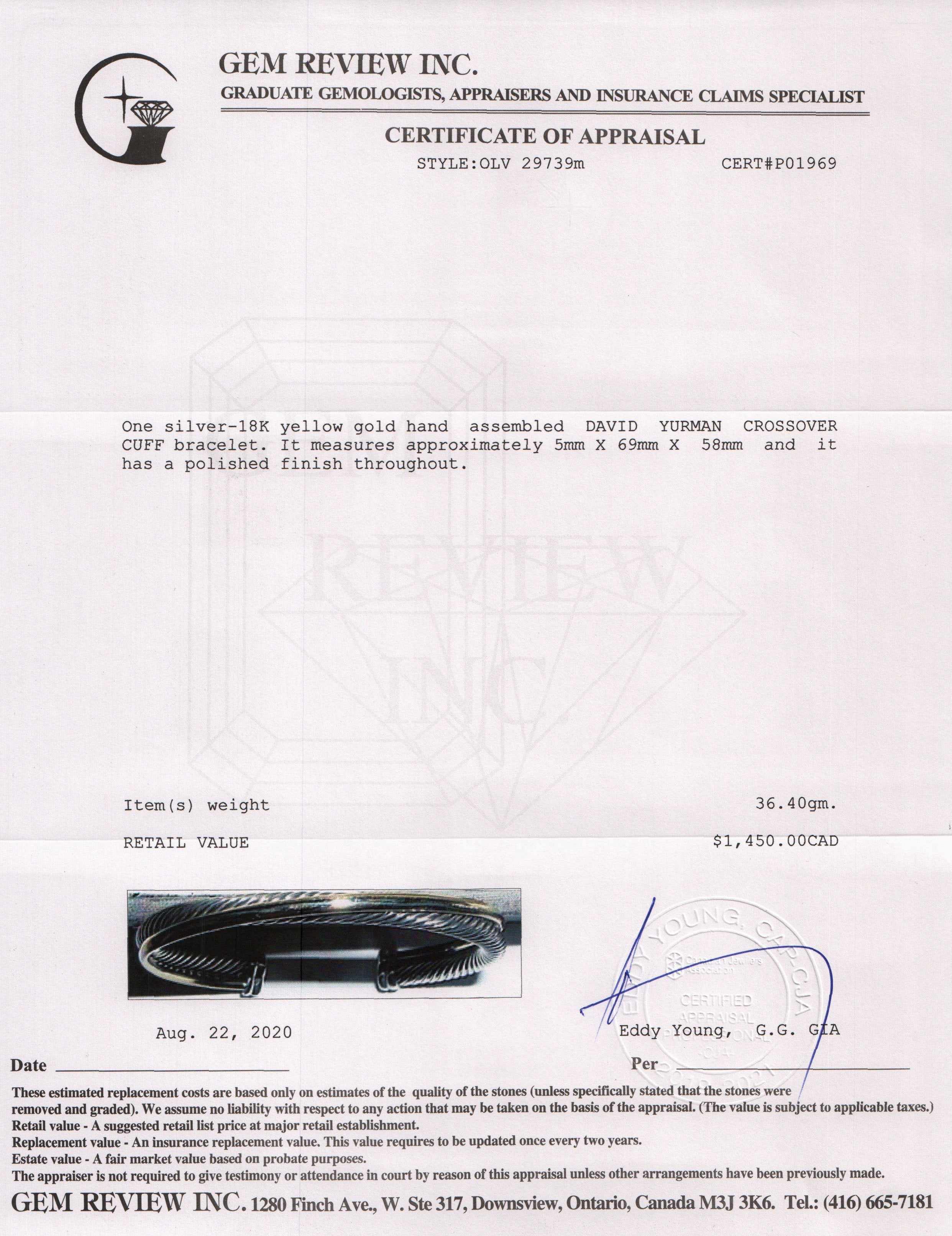 David Yurman Two-Tone Crossover Cuff Bracelet, 5 mm