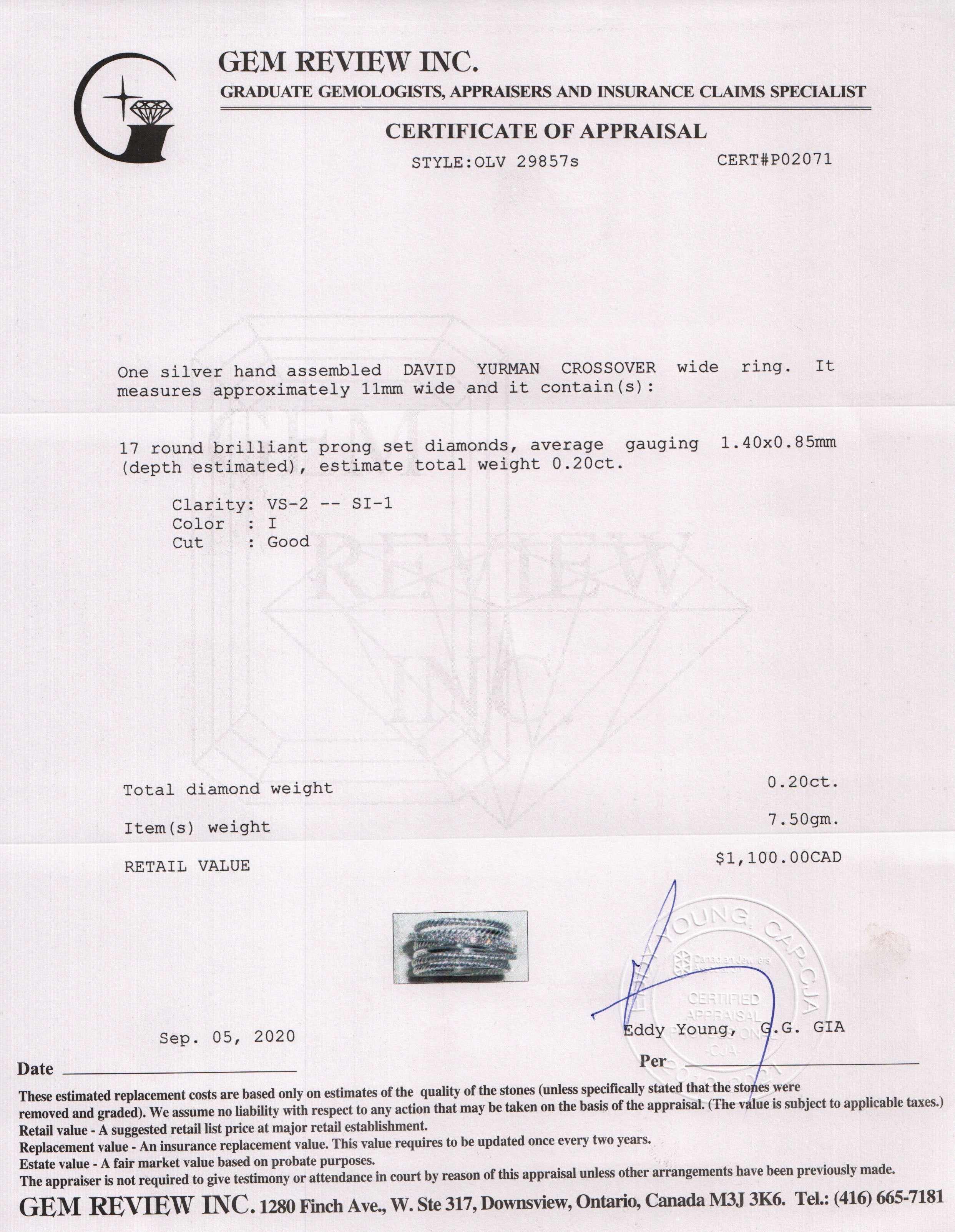 David Yurman Crossover Wide Ring with Diamonds