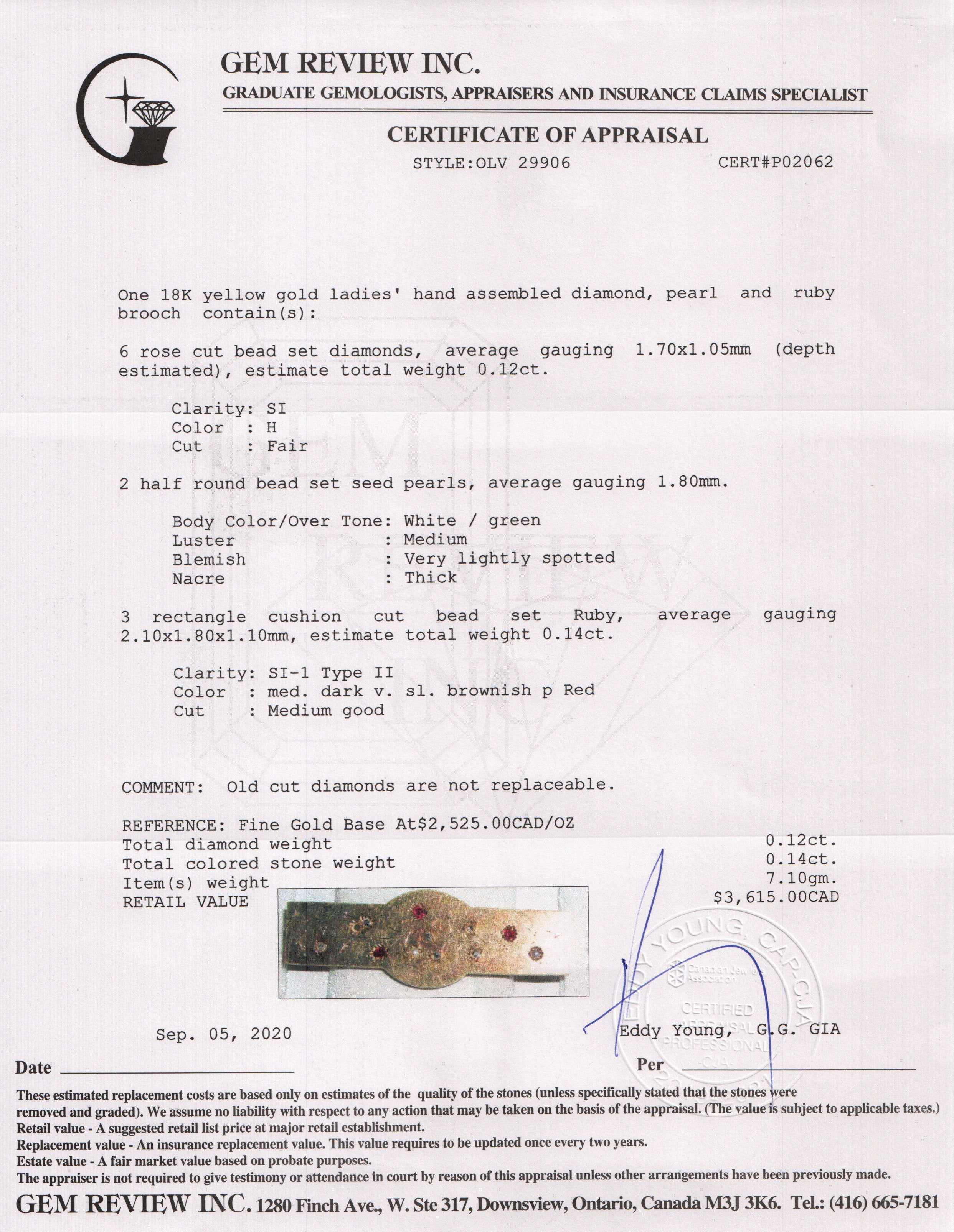 Antique Diamond, Pearl and Ruby Brooch