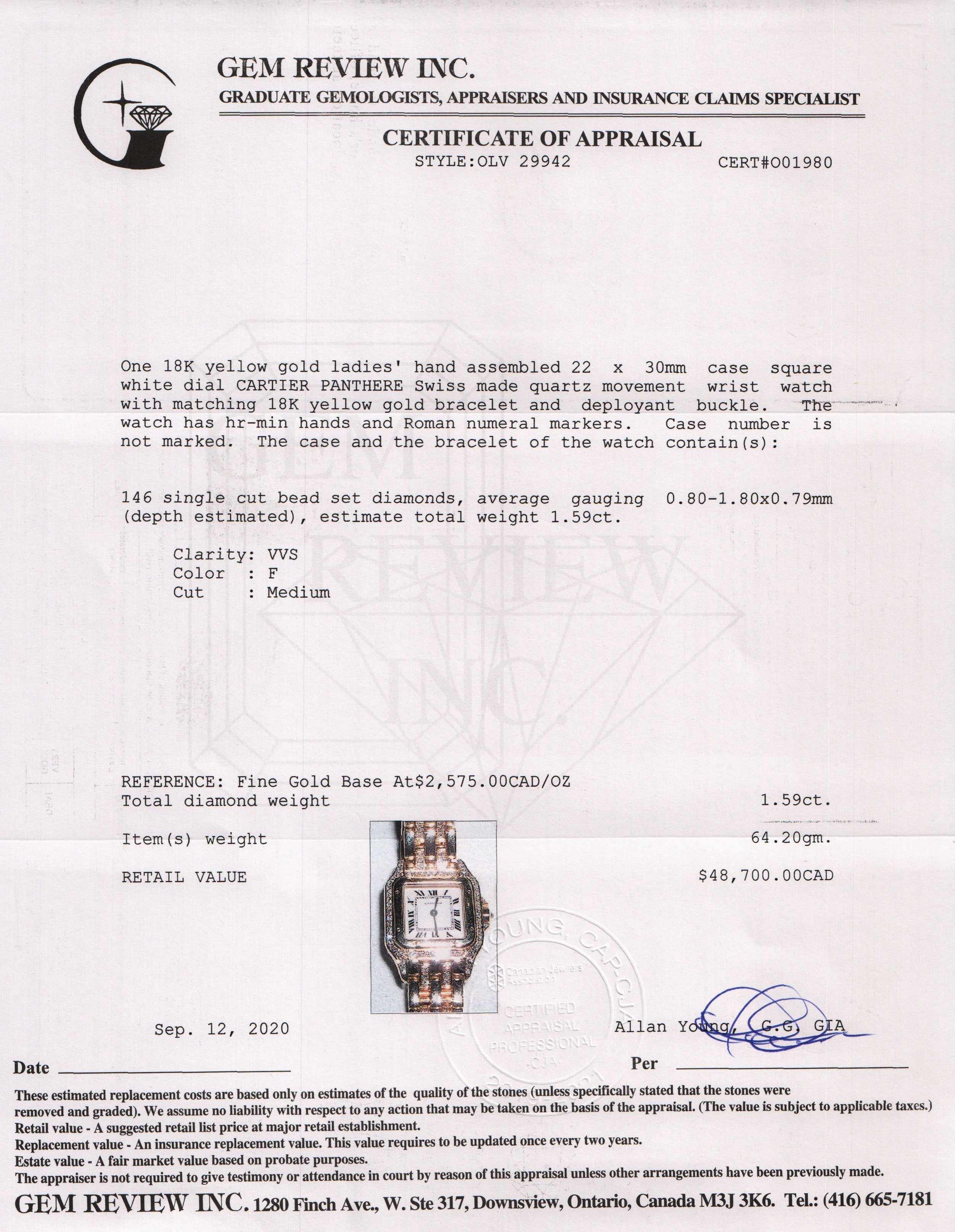 Cartier 18k Gold Diamond Panthere Watch