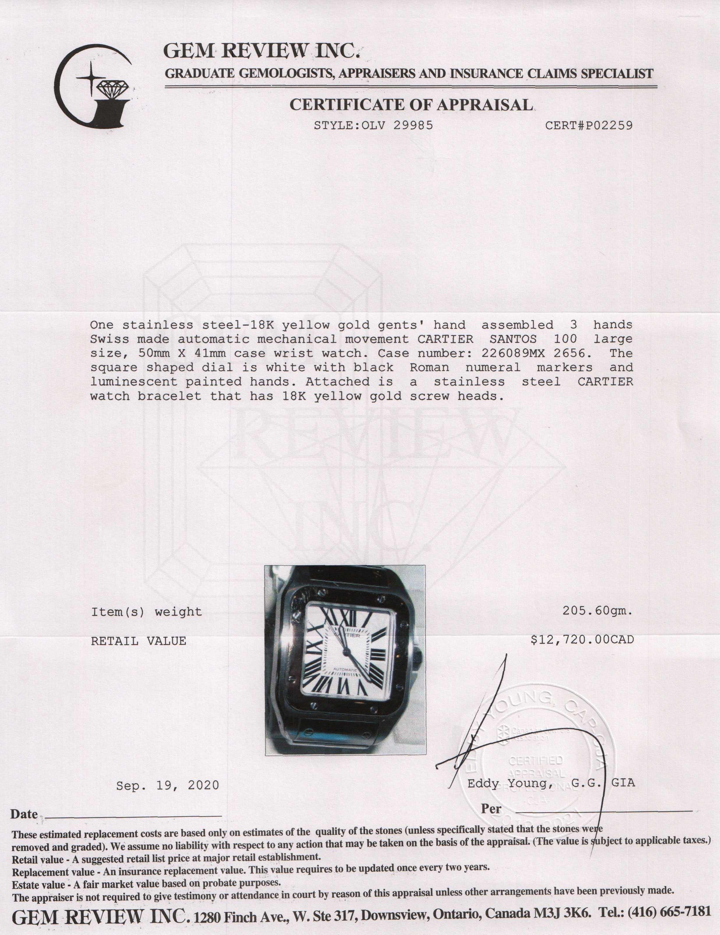 Cartier Two-Tone Santos 100 Watch, Large Model