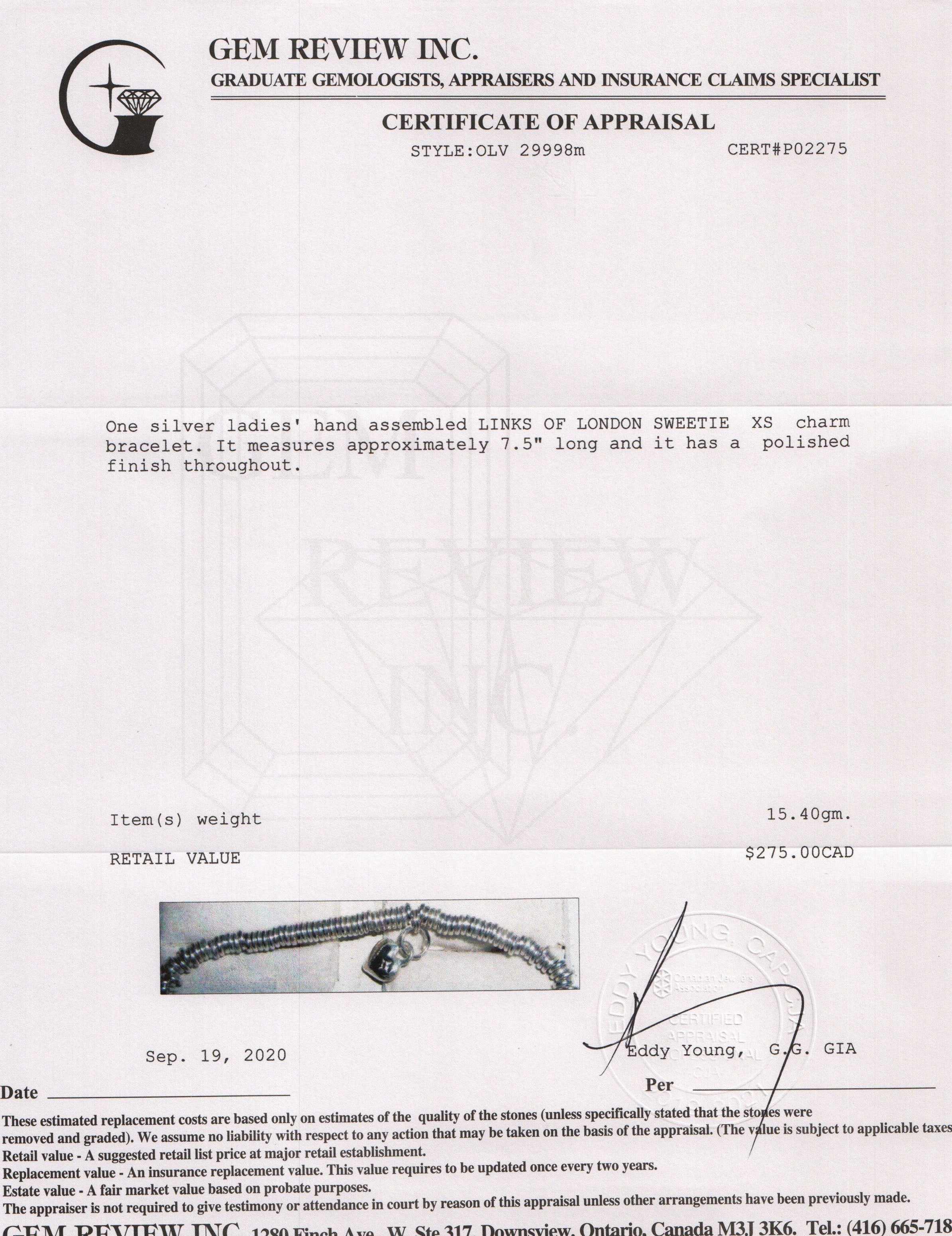 Links of London Heart Charm Sweetie XS Bracelet