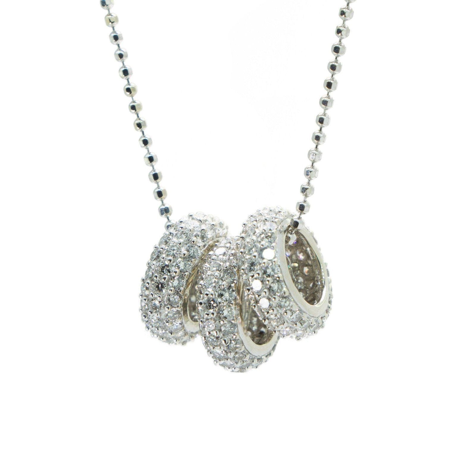 3 Pave Diamond Circles Necklace