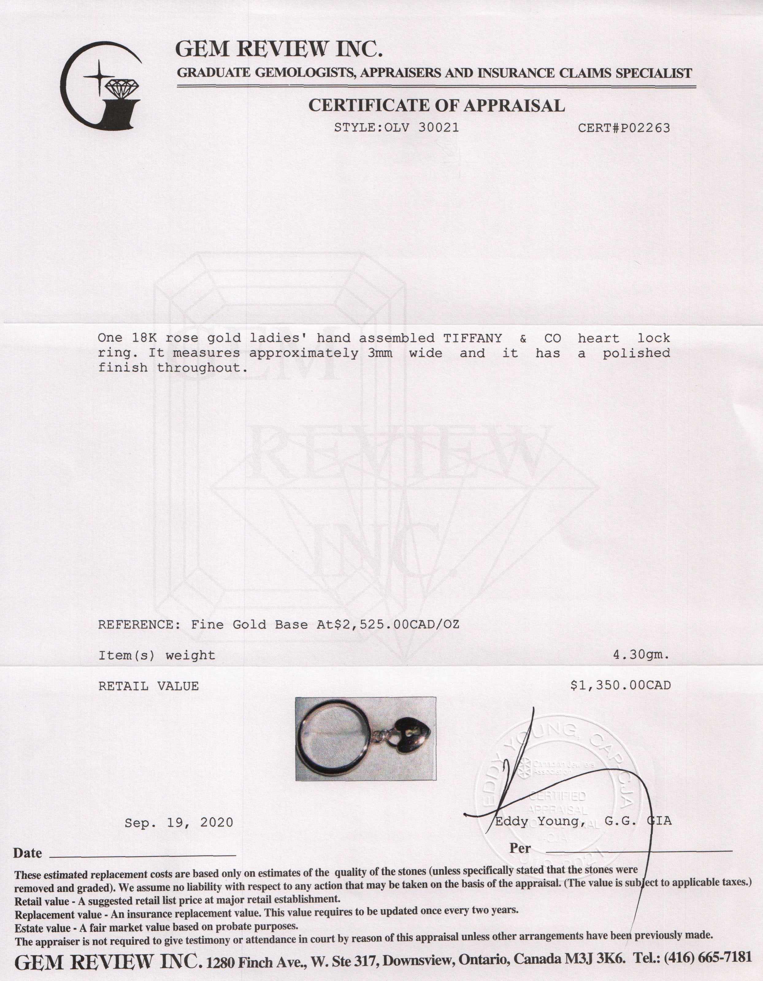 Tiffany & Co. 18k Rose Gold Mini Heart Lock Ring