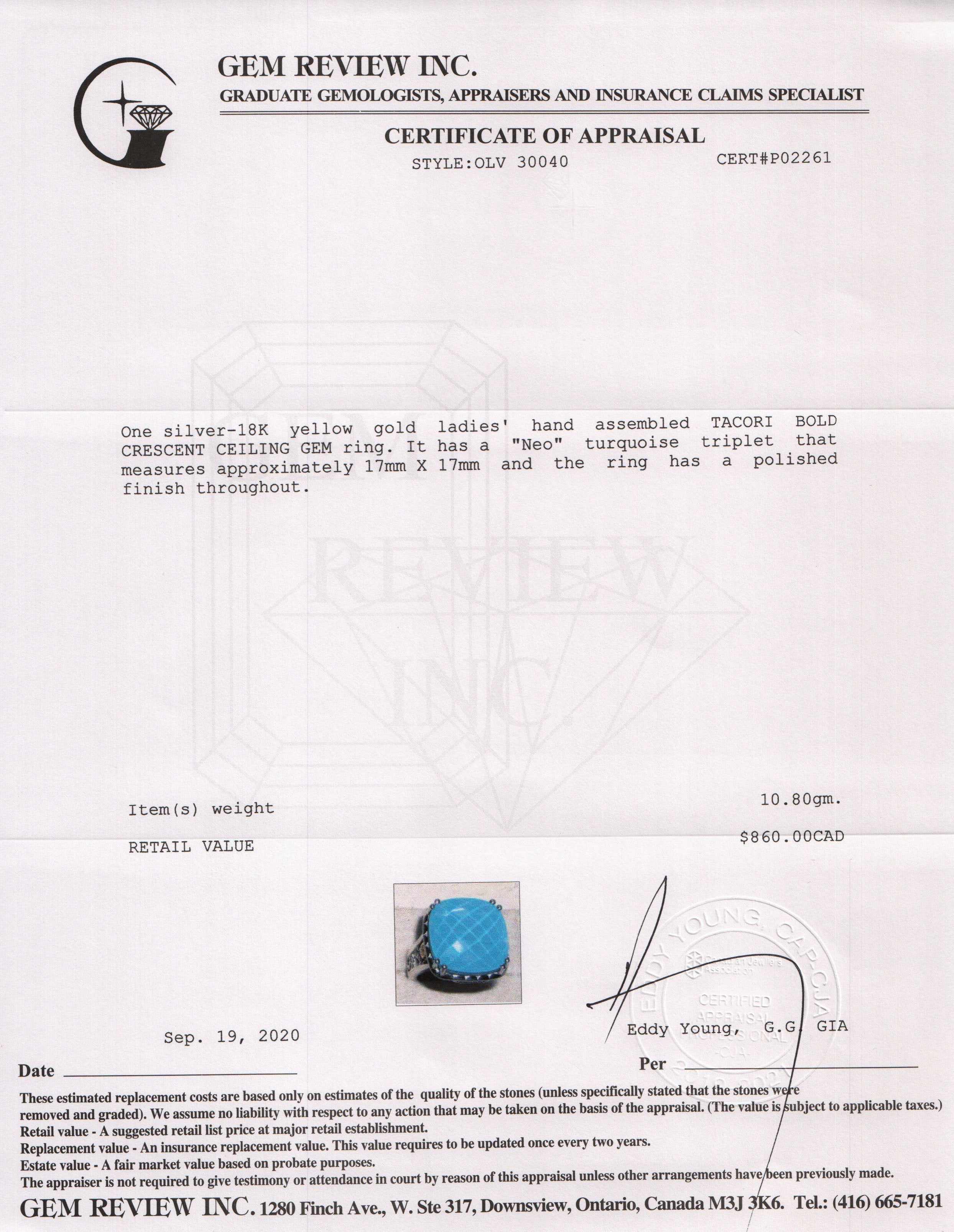 Tacori Bold Crescent Ceiling Gem Ring with Neo Turquoise