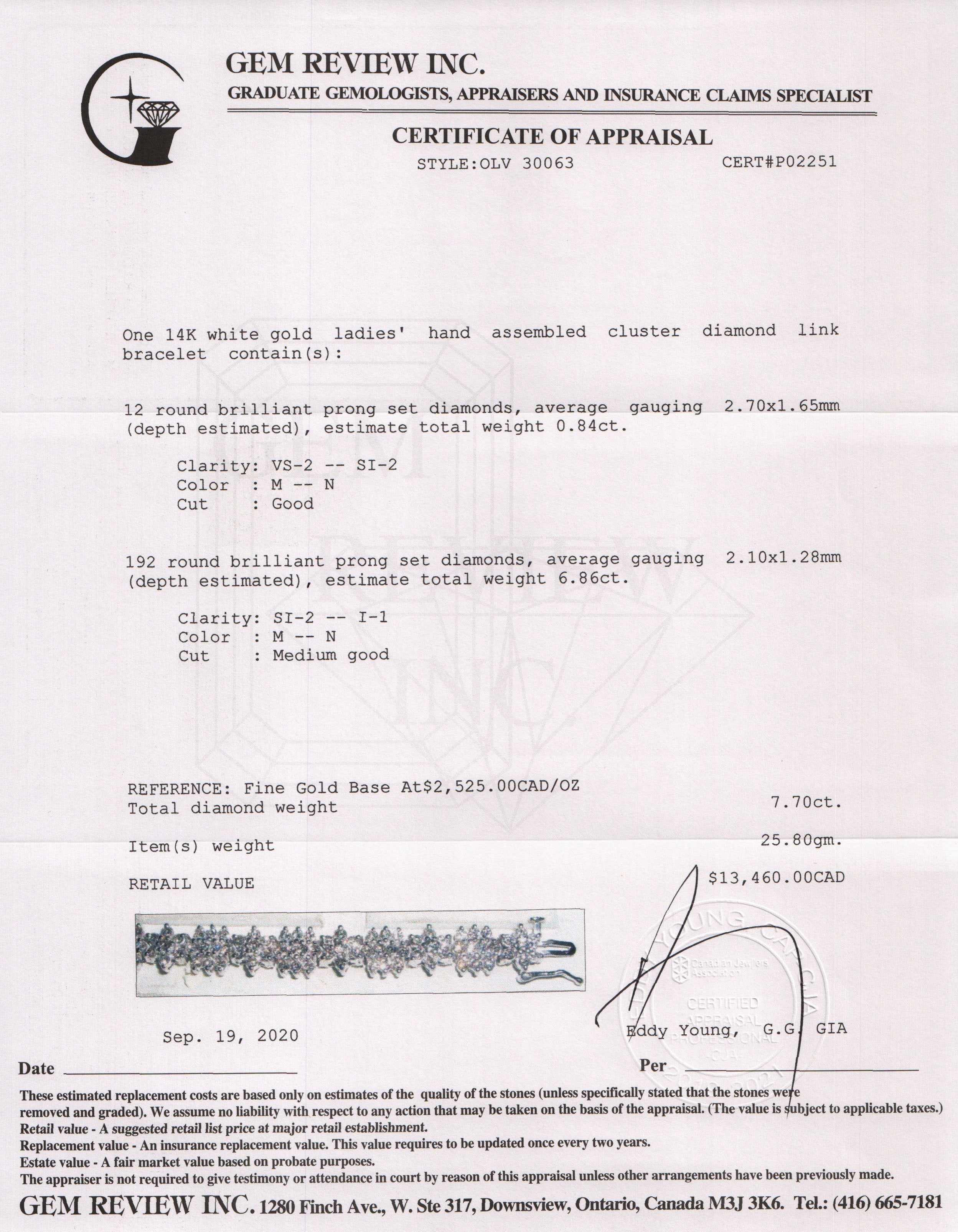 Cluster Diamond Link Bracelet