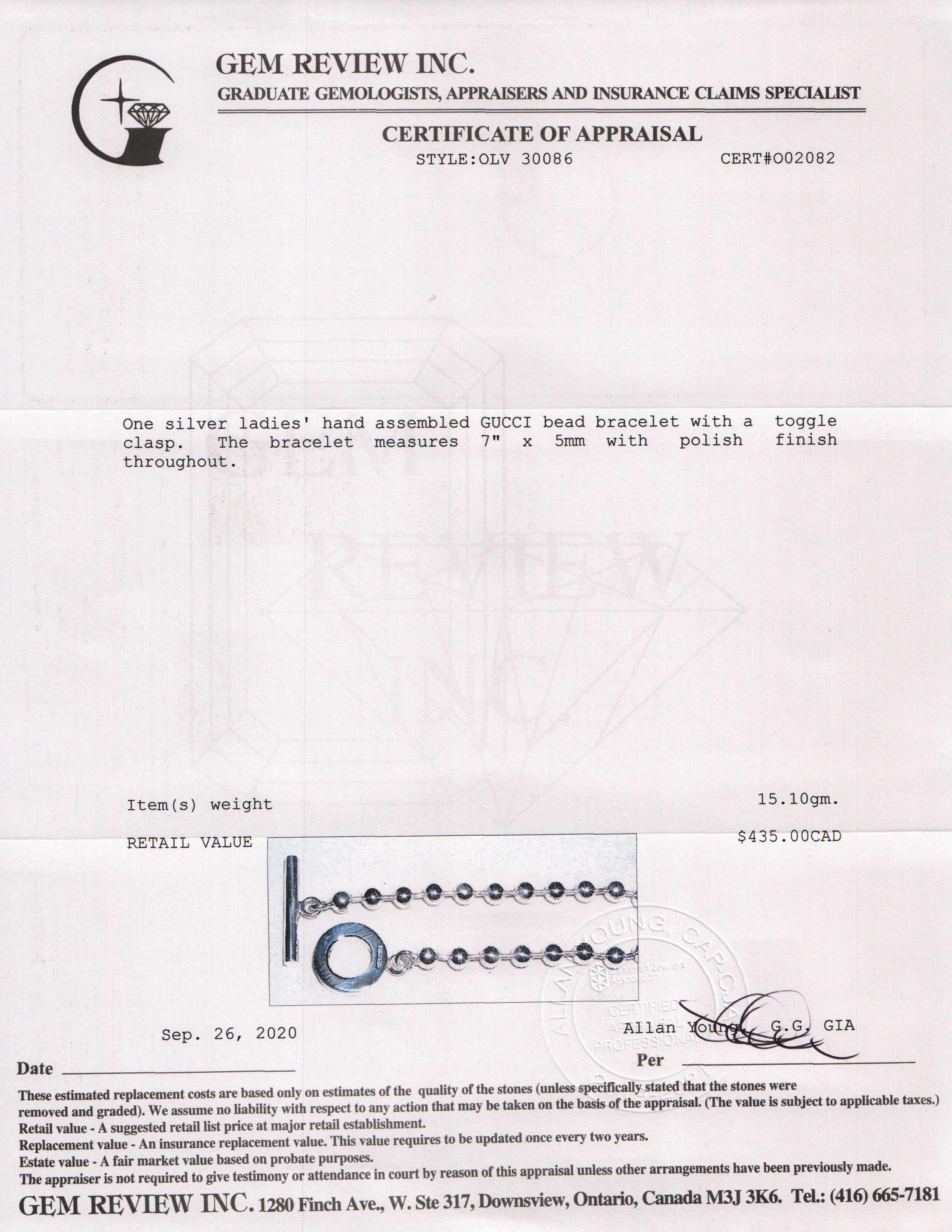 Gucci Boule Chain Toggle Bracelet w/ Box