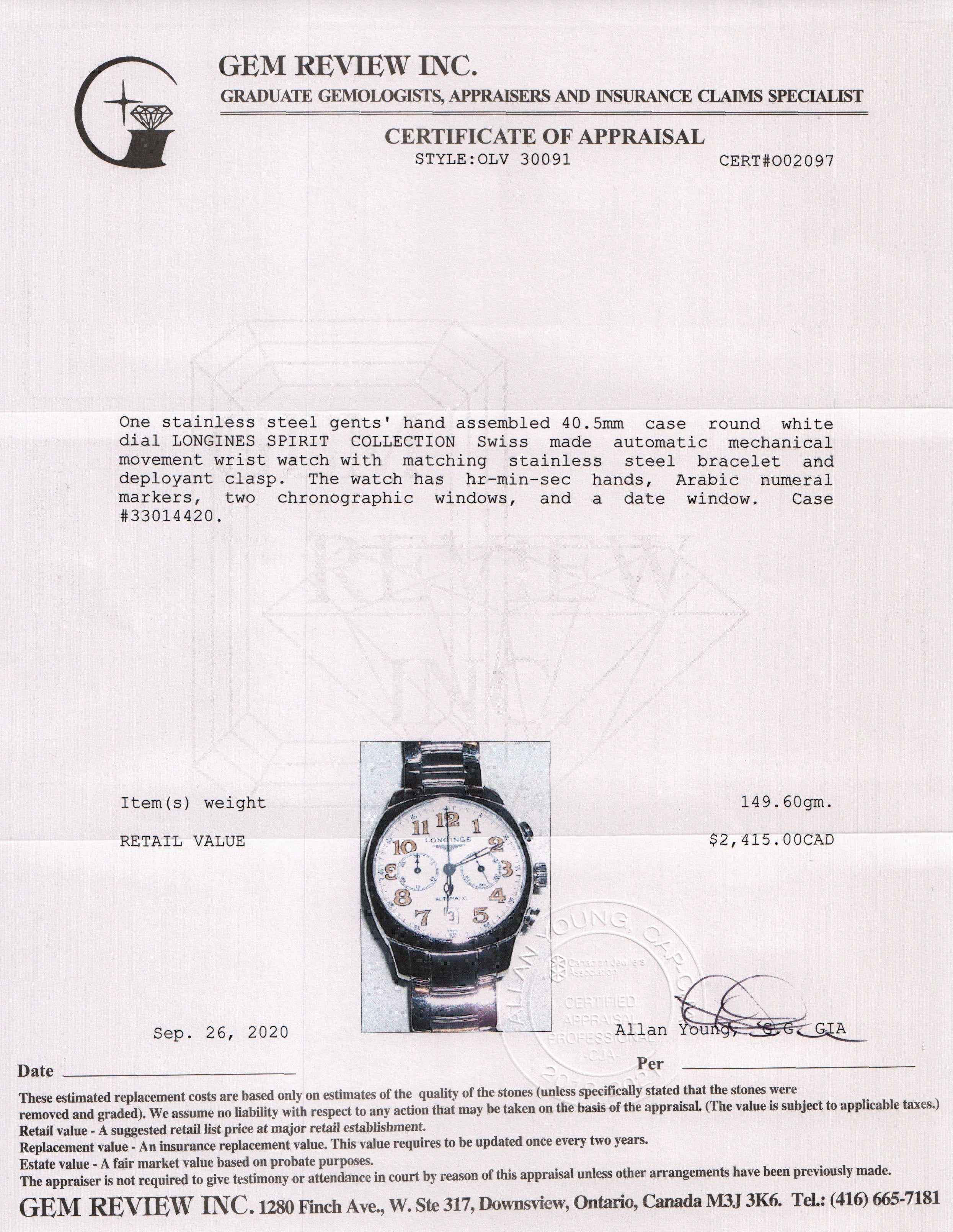 Longines Spirit Chronograph Watch