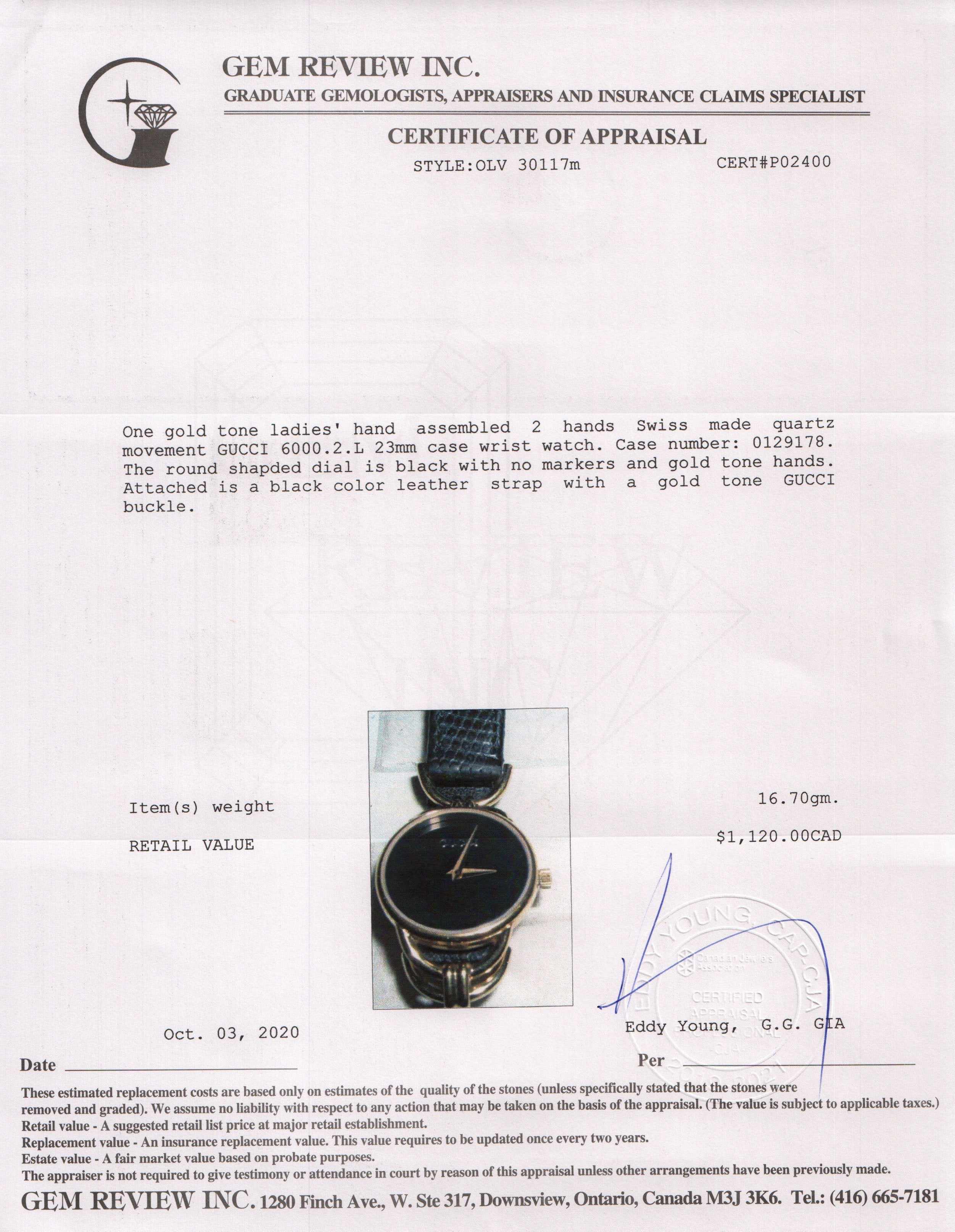 Gucci 6000 Series Watch w/ Box