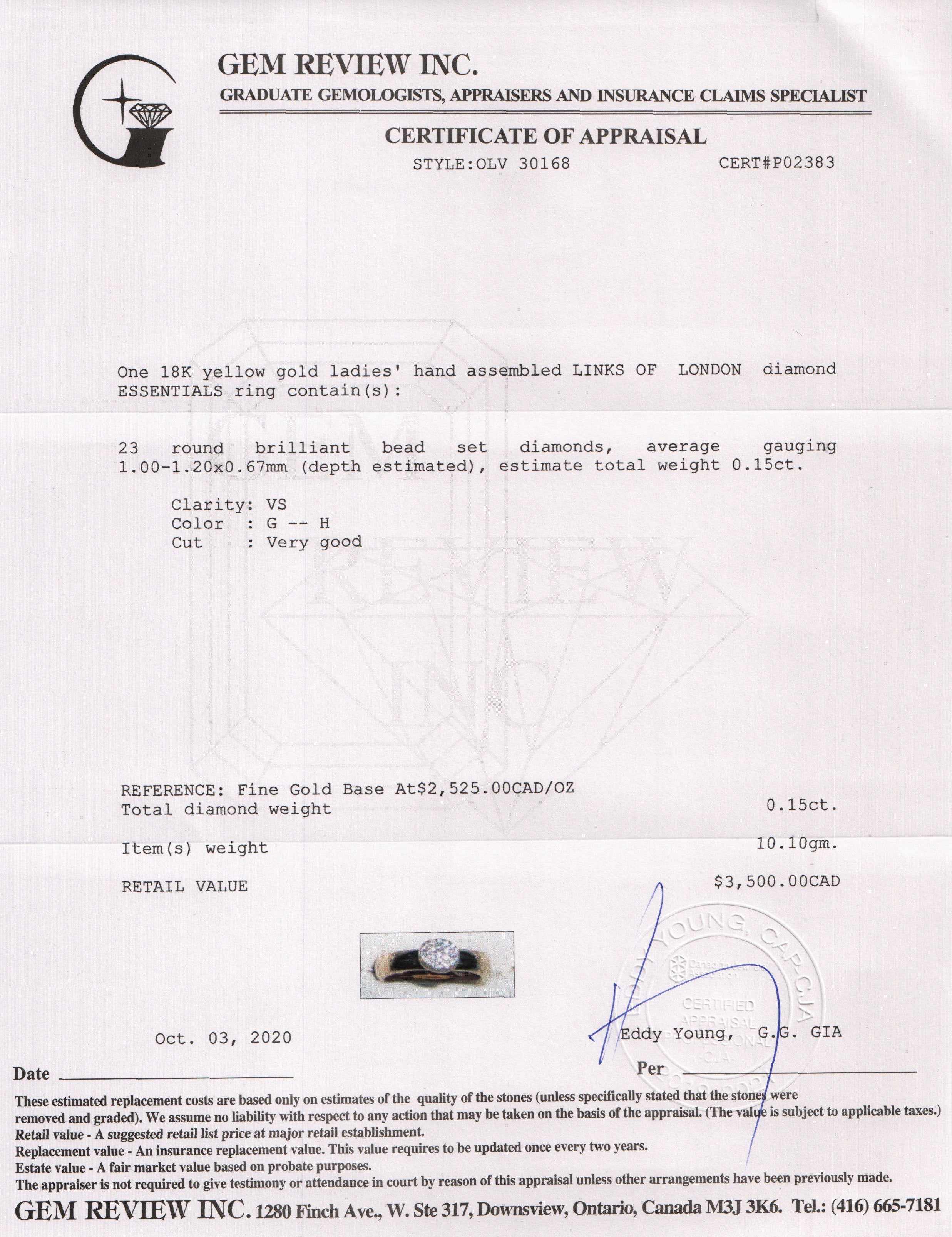 Links of London 18k Gold and Diamond Essentials Ring