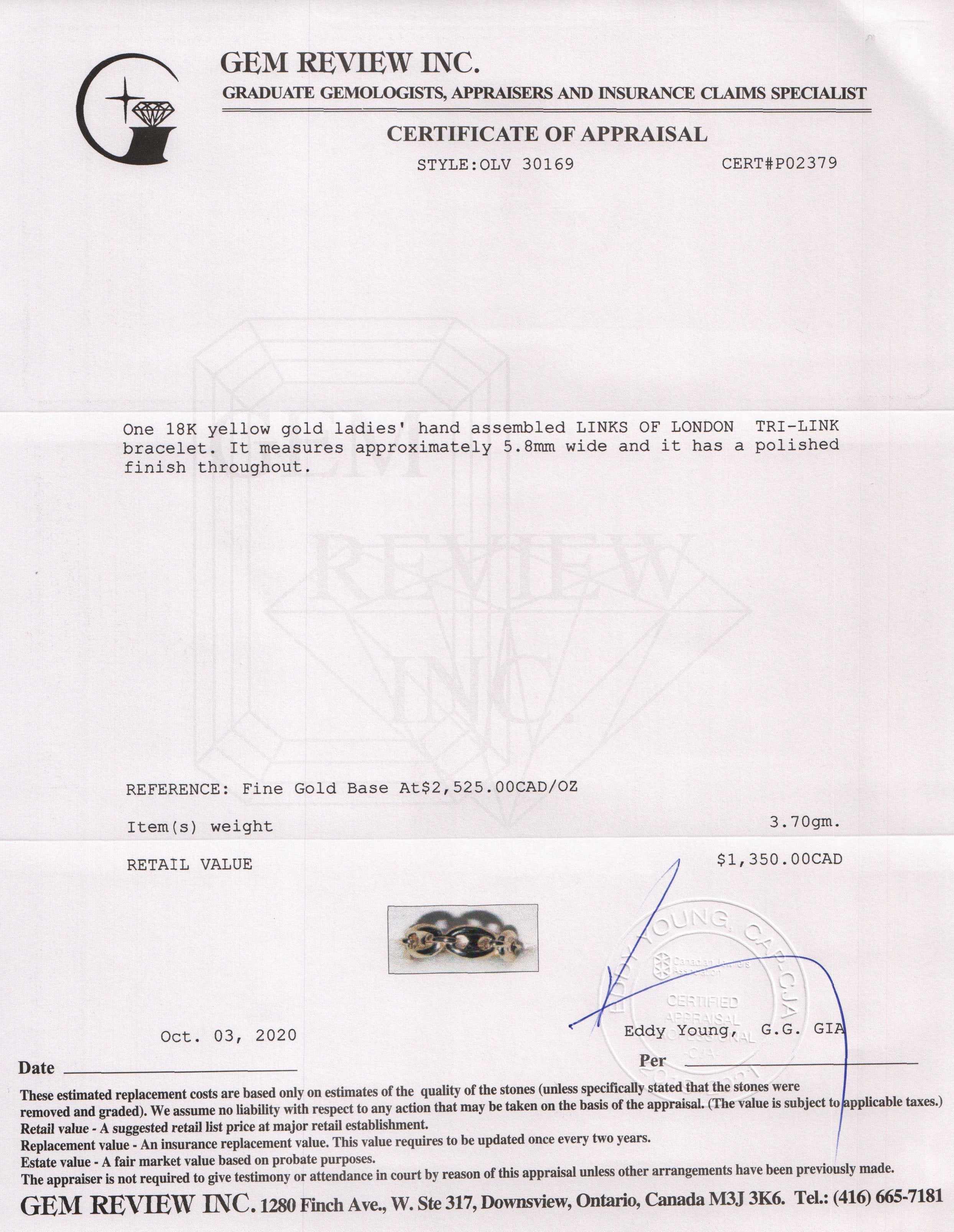 Links of London 18k Gold Tri-Link Ring