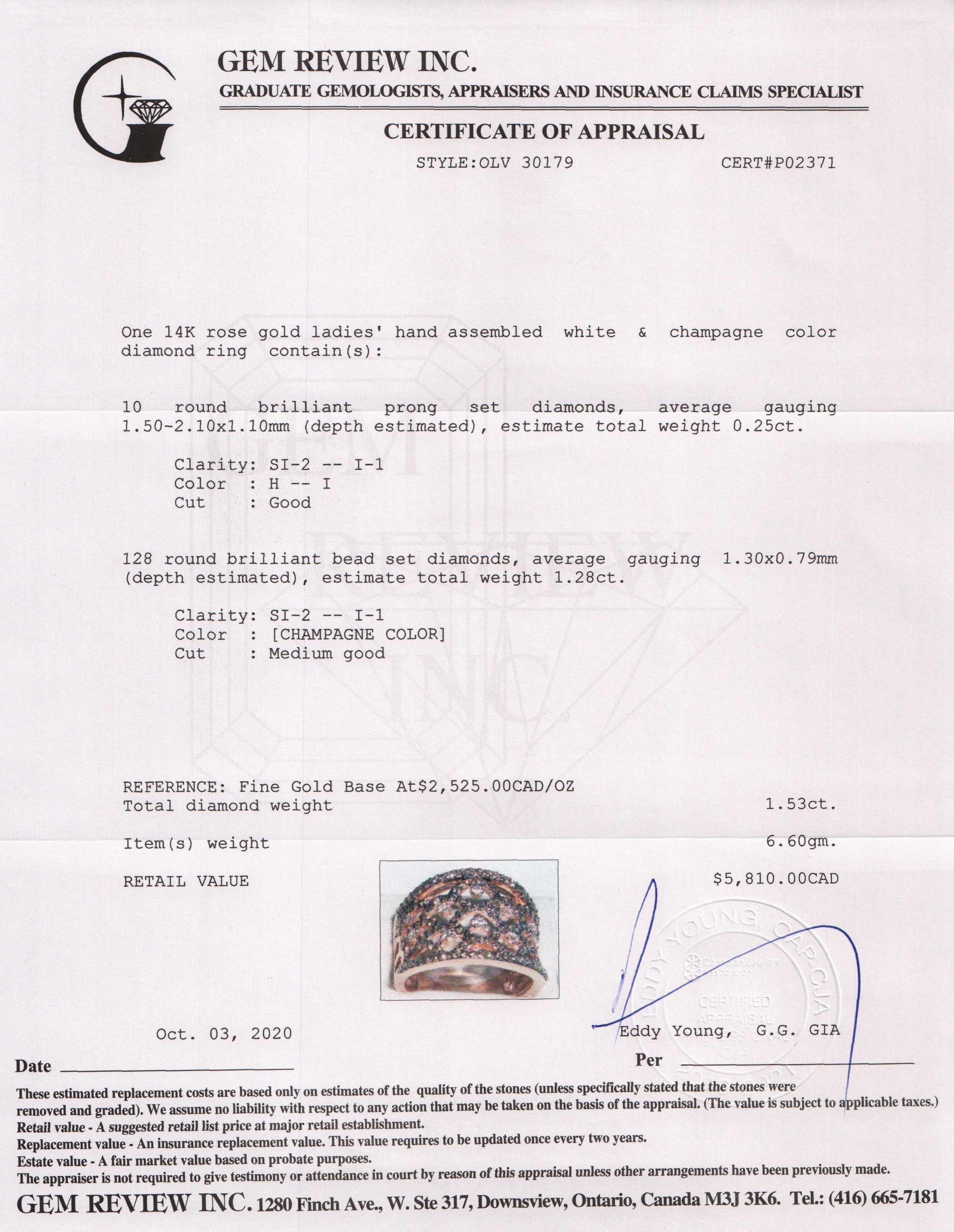 Champagne and White Diamond Cocktail Ring