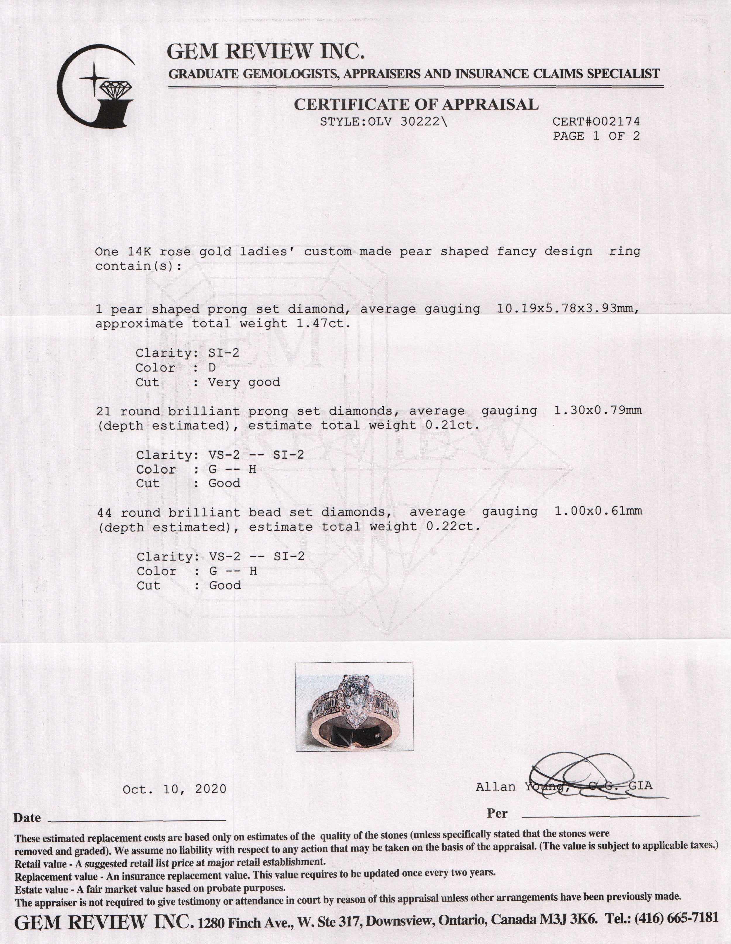 Halo Design 1.47 ct. Pear Shaped Diamond Ring