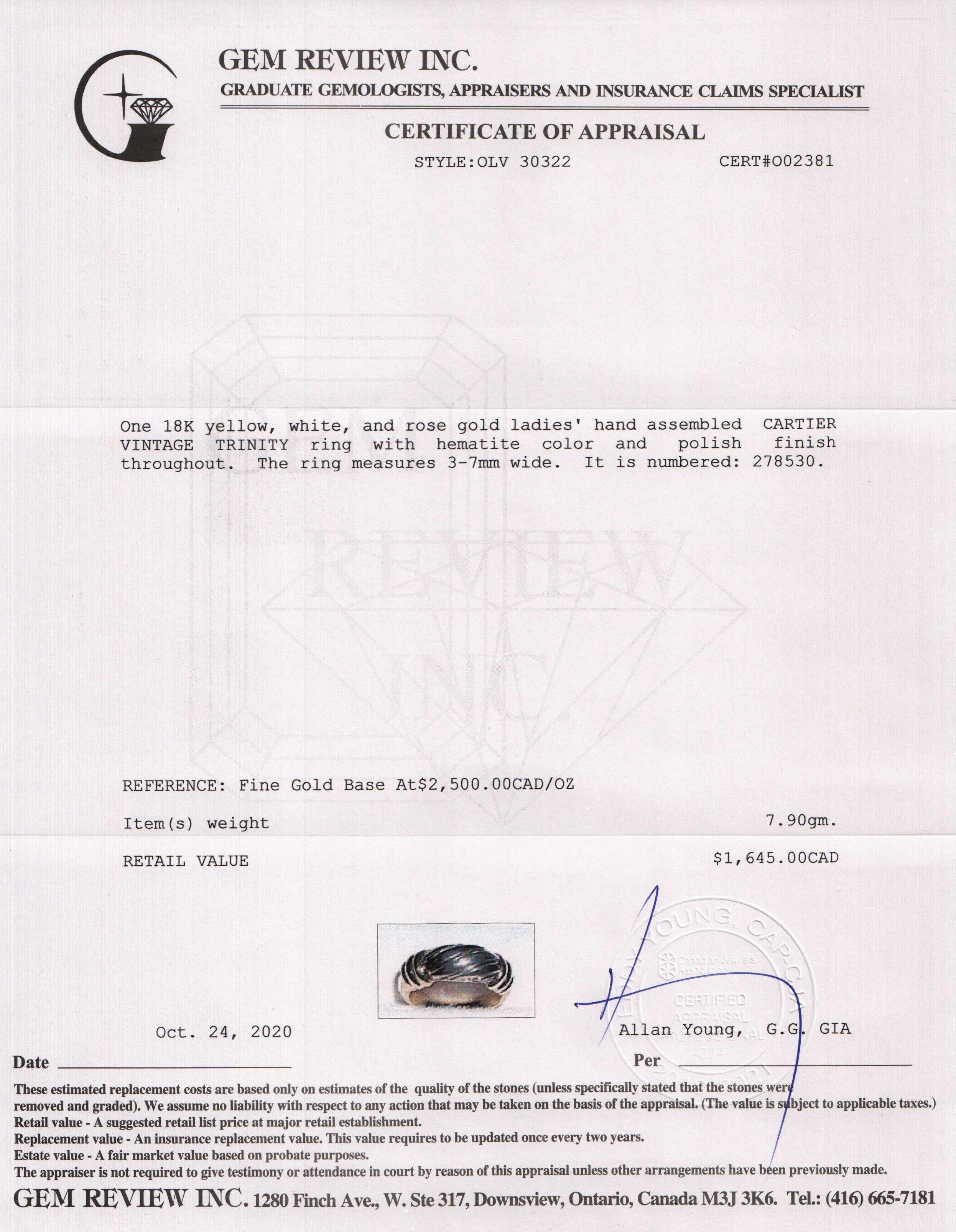 Cartier Vintage Hematite Trinity Ring