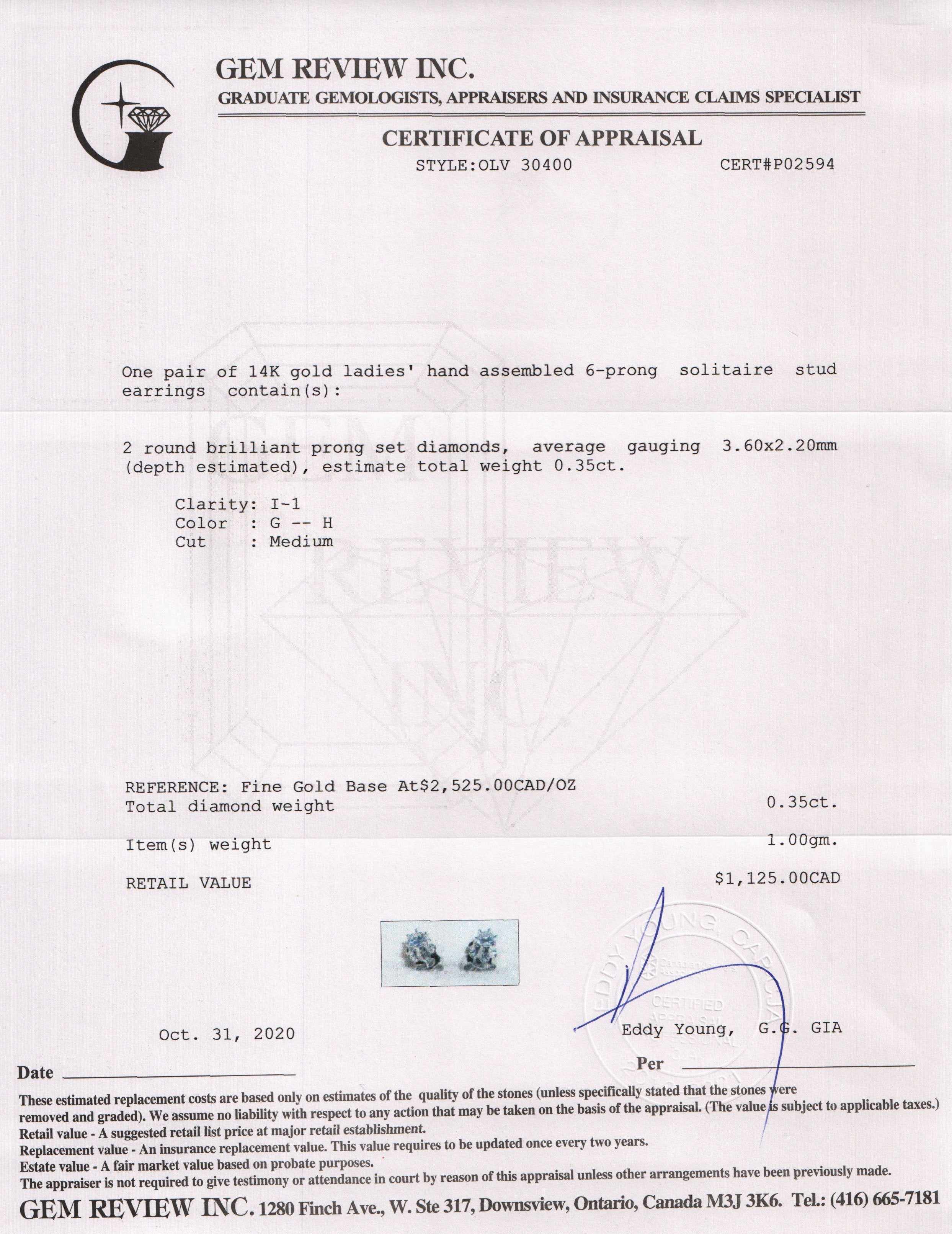 Solitaire Diamond Stud Earrings