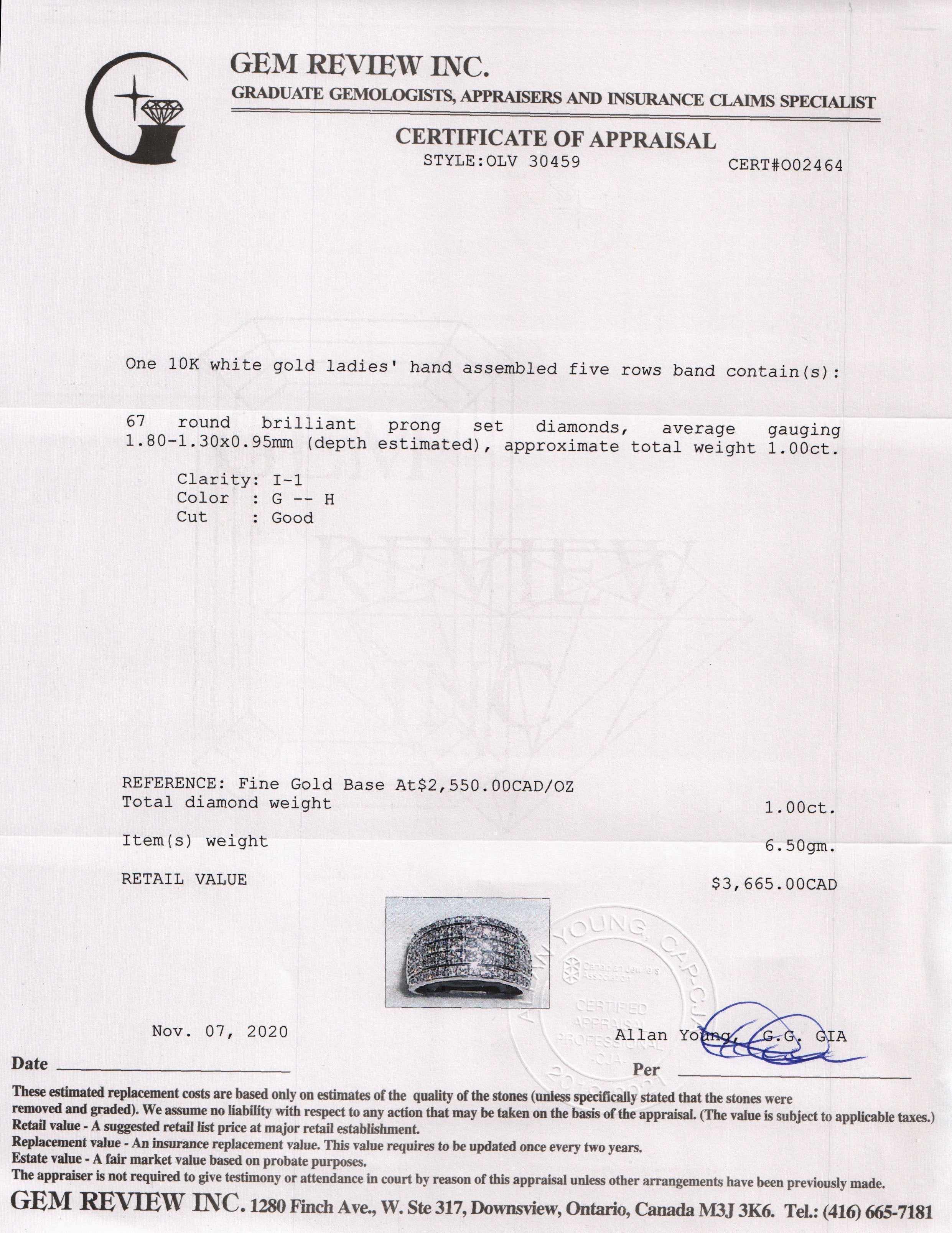 Five Row Diamond Band Ring