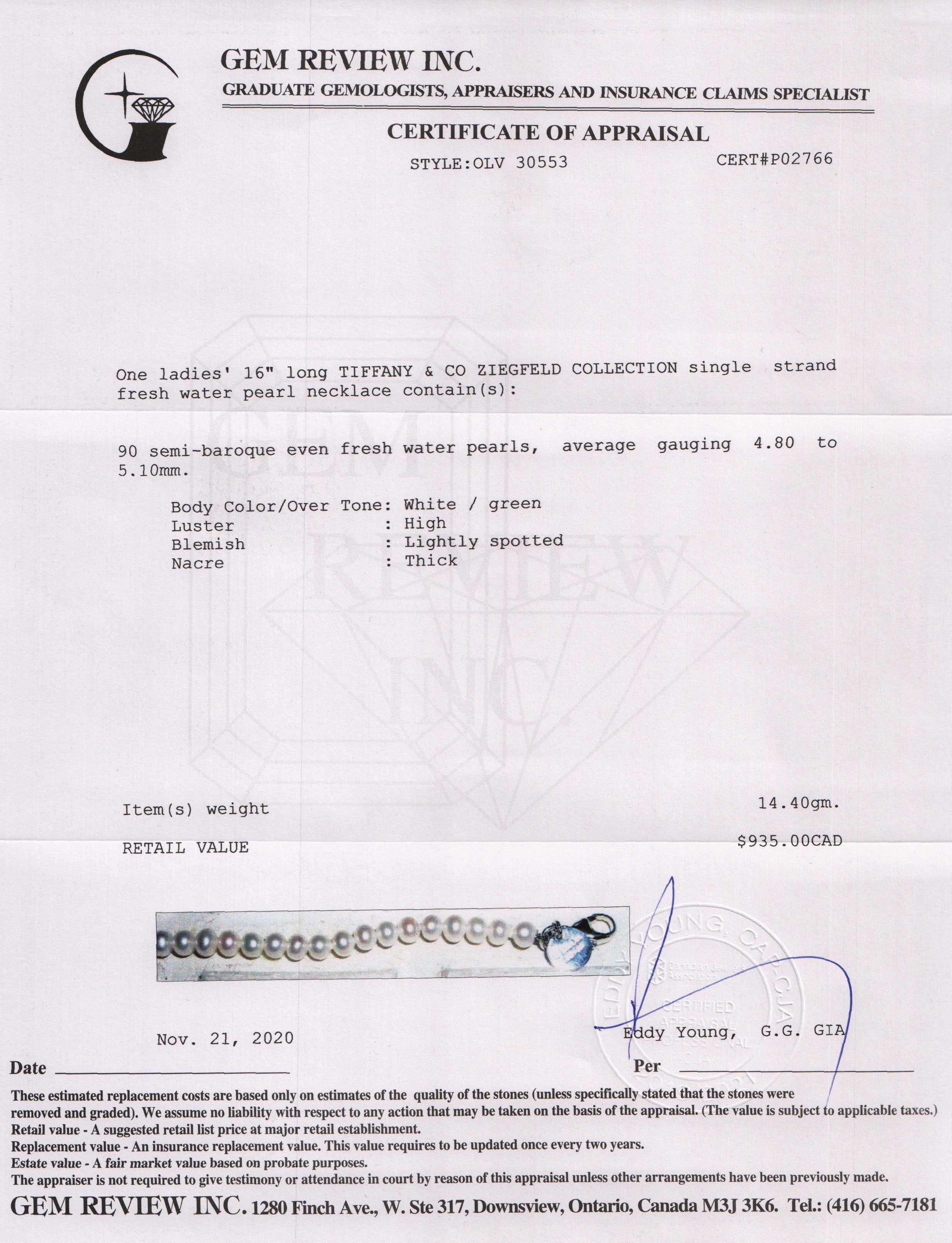 Tiffany & Co. Ziegfeld Collection Pearl Necklace