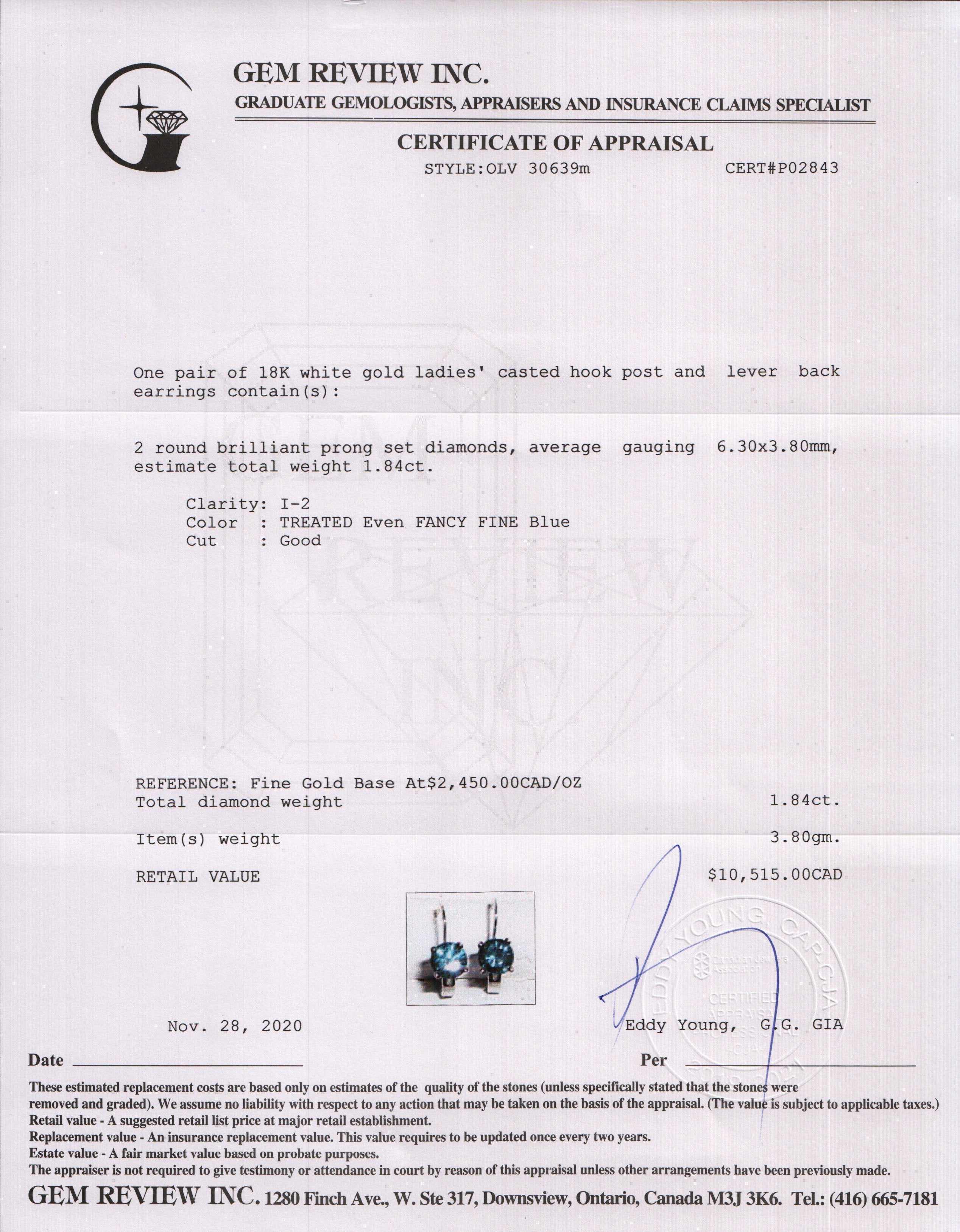 Blue Diamond Earrings