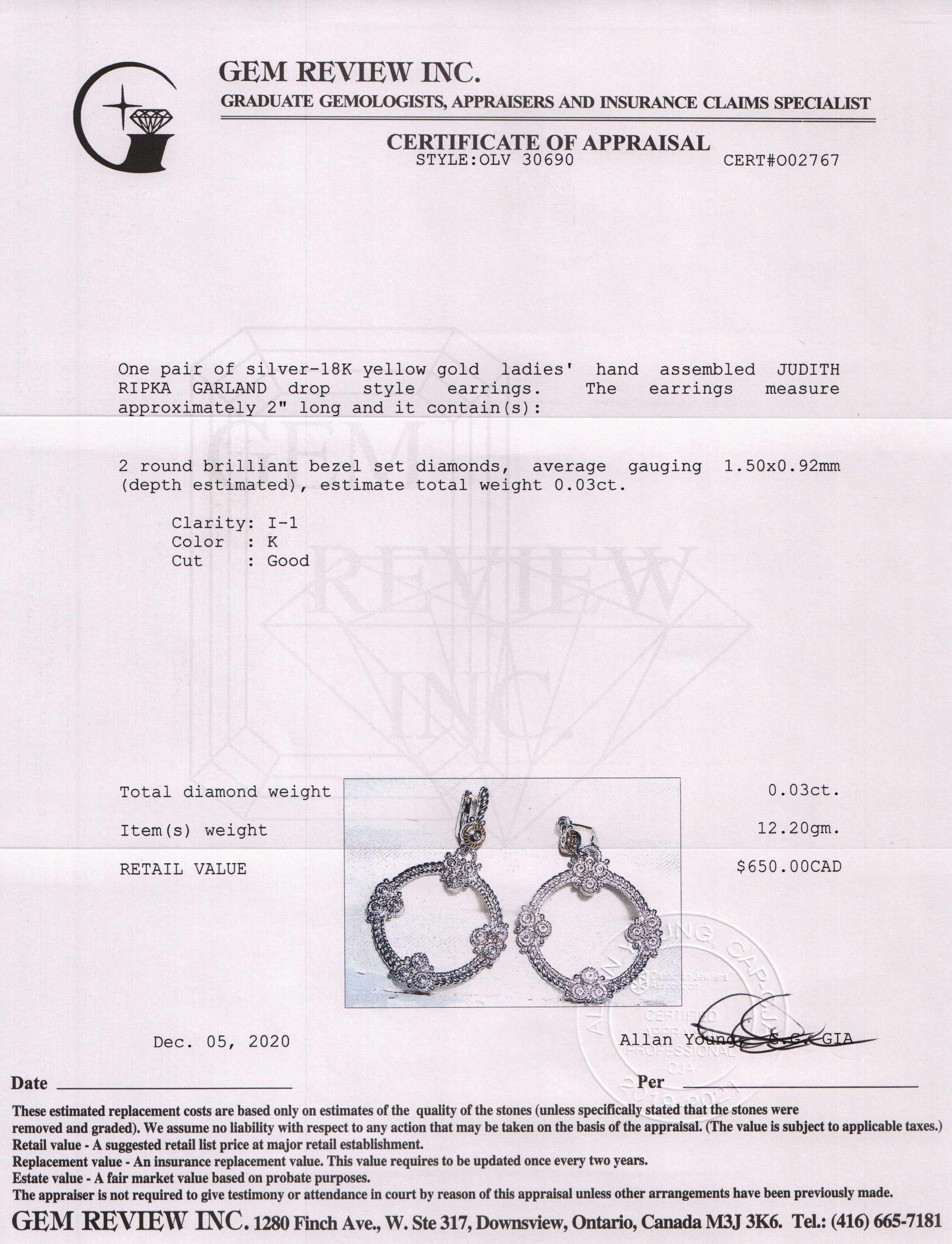 Judith Ripka Diamond Garland Drop Earrings