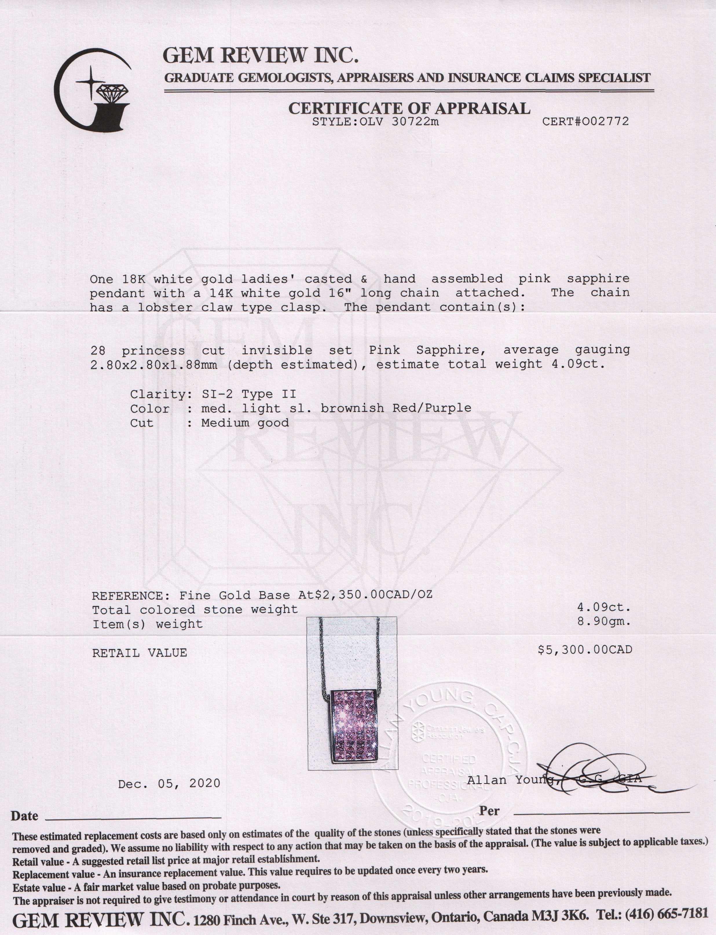 Pink Sapphire Pendant Necklace