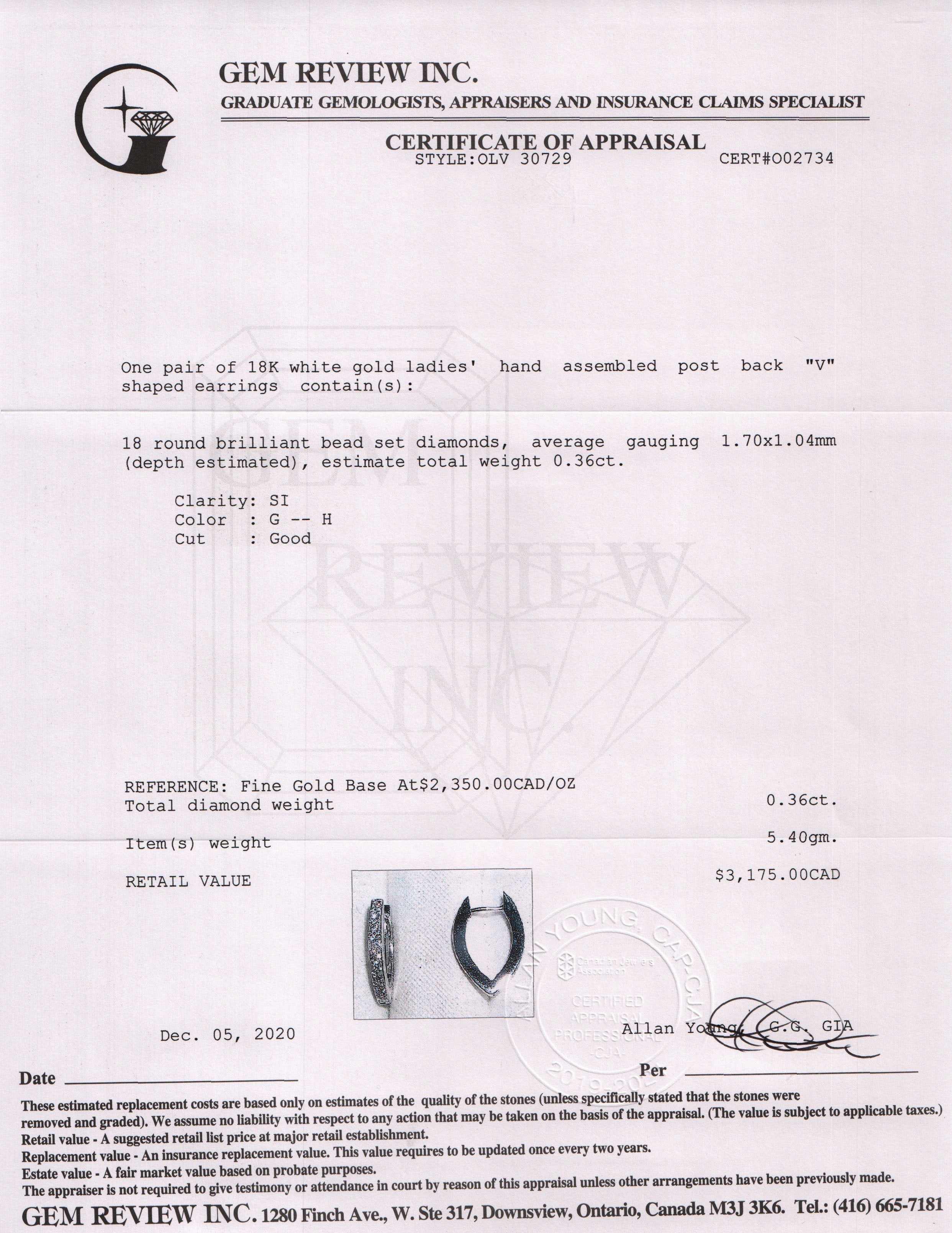 Diamond "V" Shape Huggy Earrings