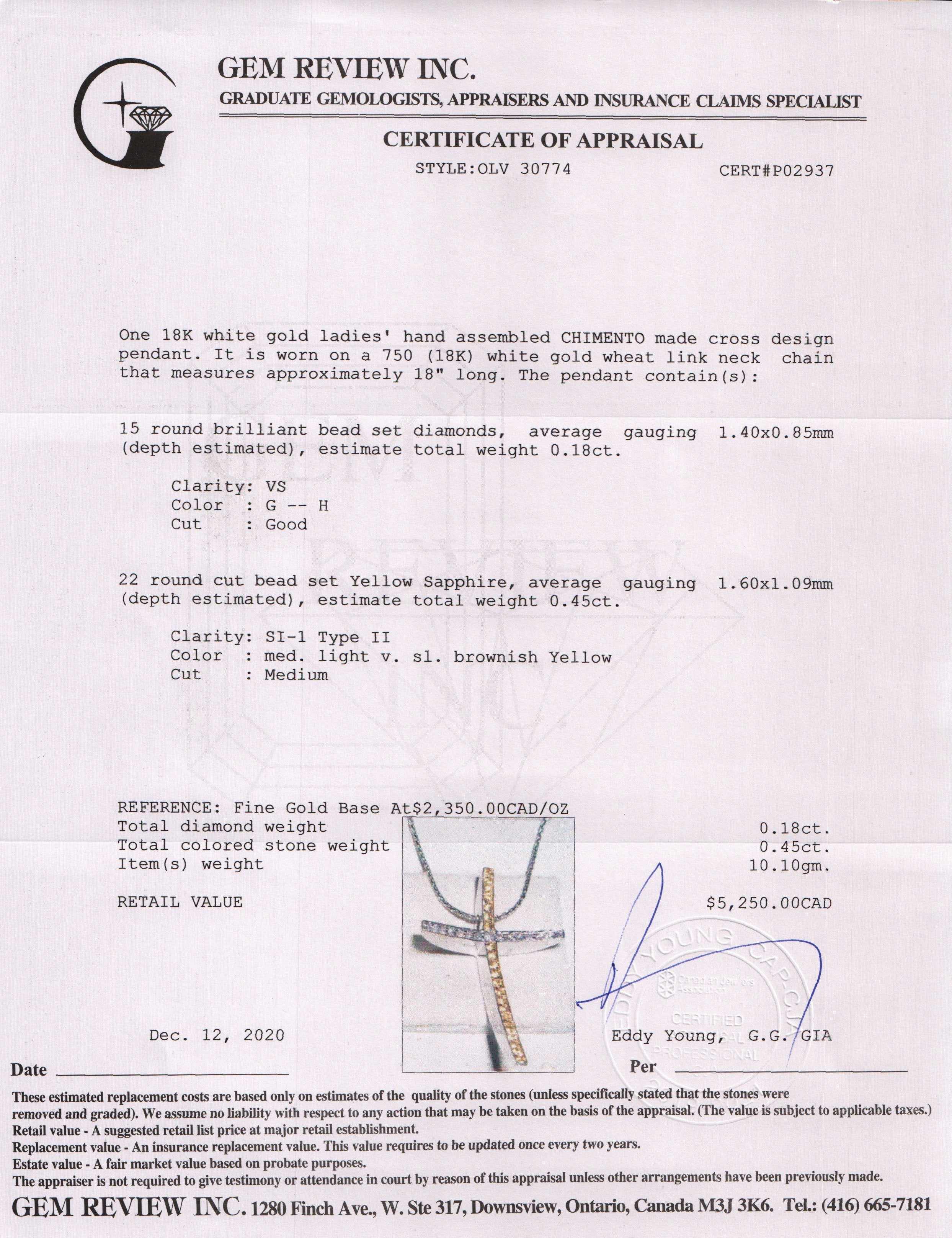 Chimento Diamond and Sapphire Cross Pendant Necklace