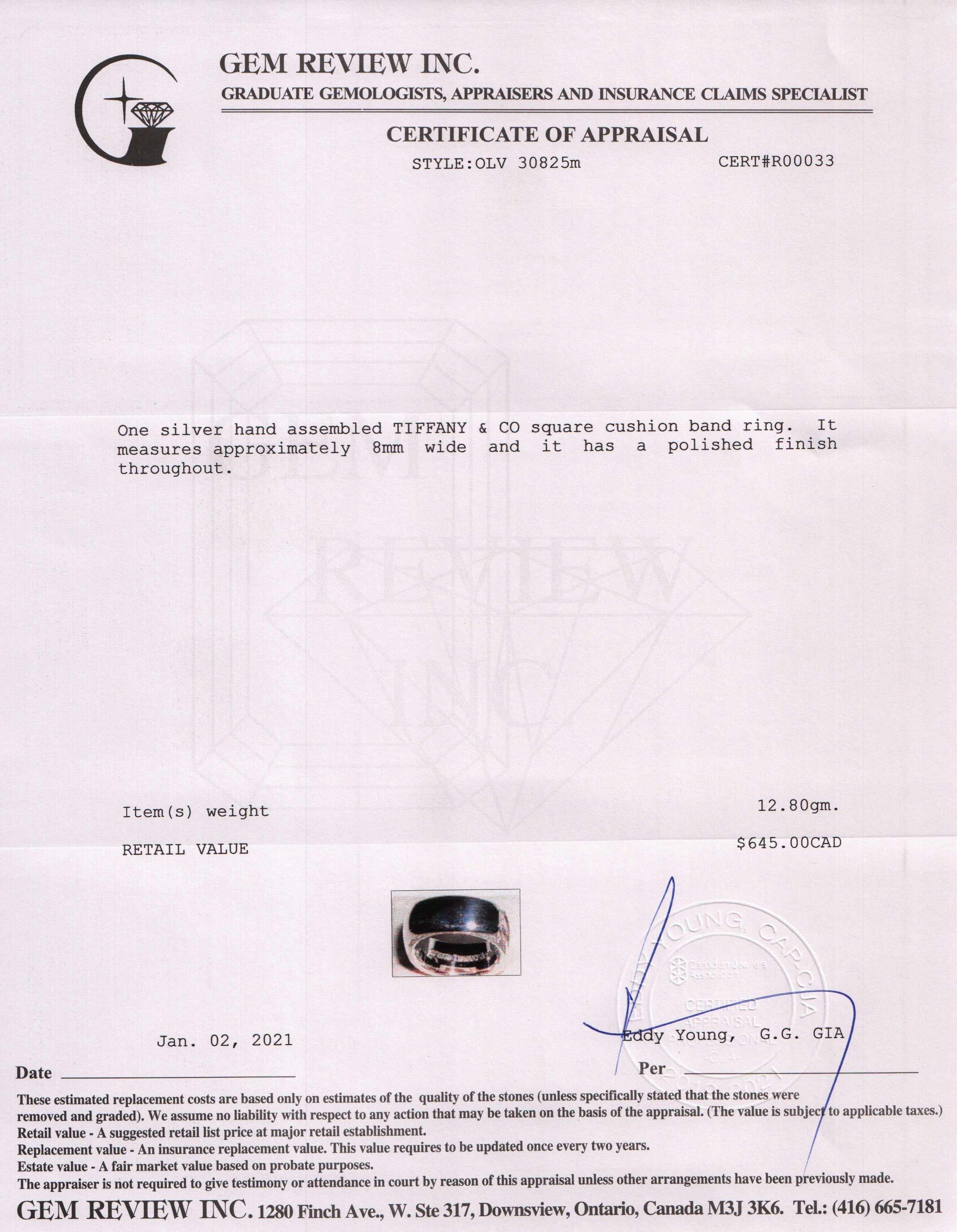 Tiffany & Co. Square Cushion Band Ring