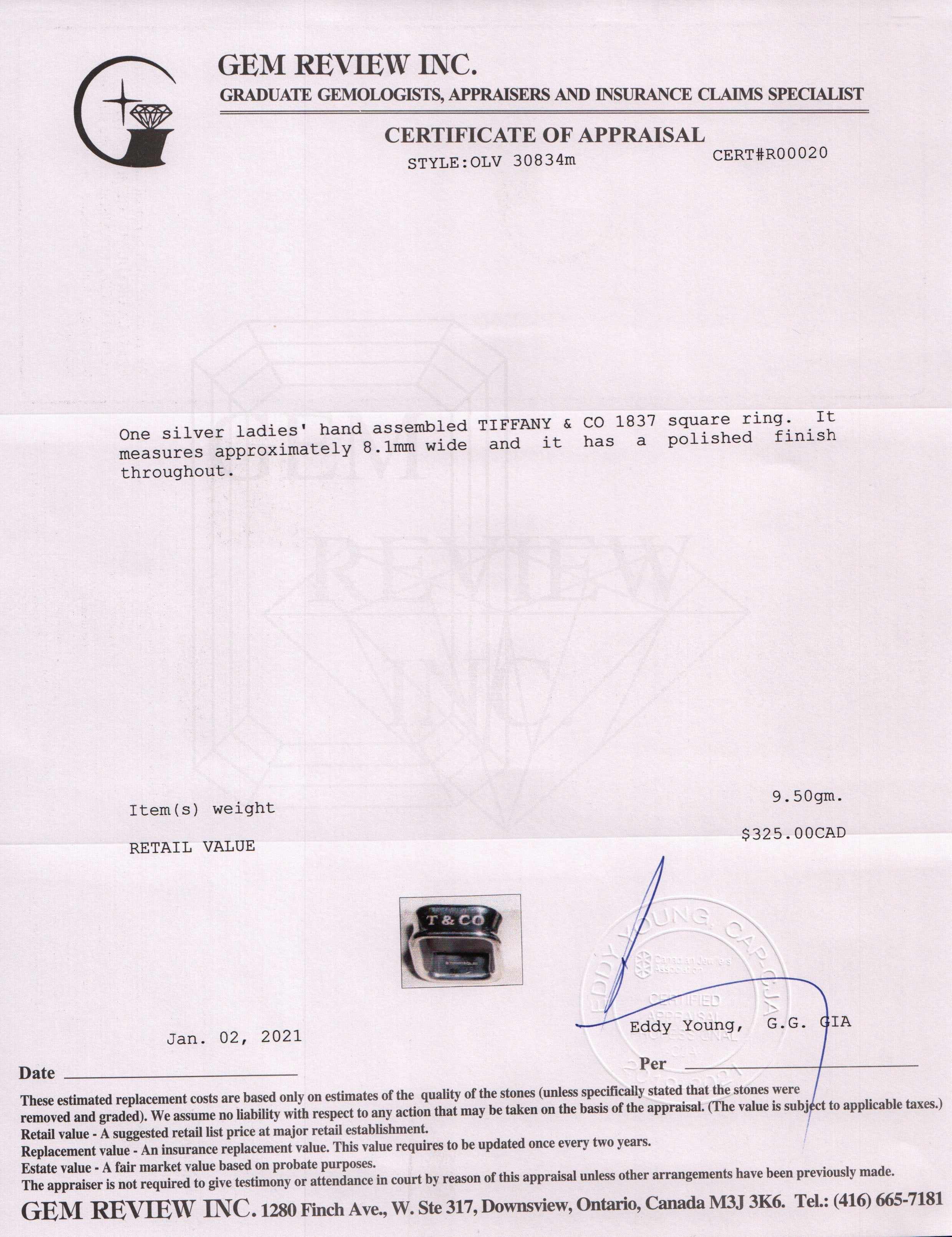 Tiffany & Co. 1837 Square Ring