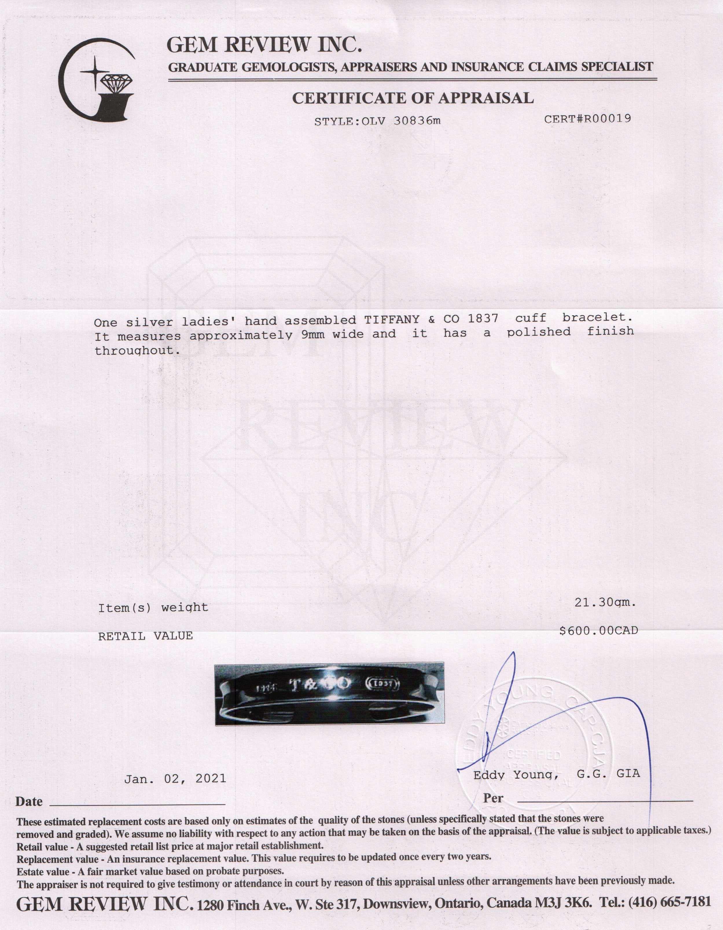 Tiffany & Co. 1837 Cuff