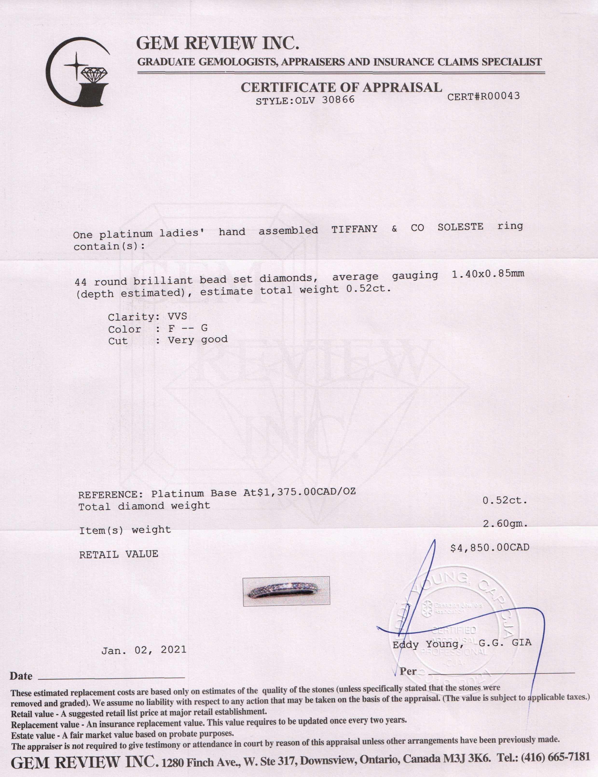 Tiffany & Co. Platinum & Diamond Full Eternity Soleste Band Ring