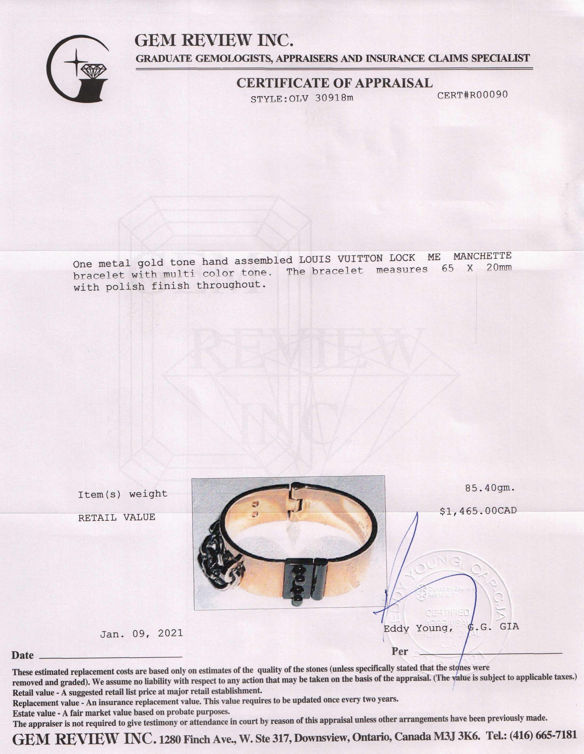 Louis Vuitton Lock Me Manchette Bracelet