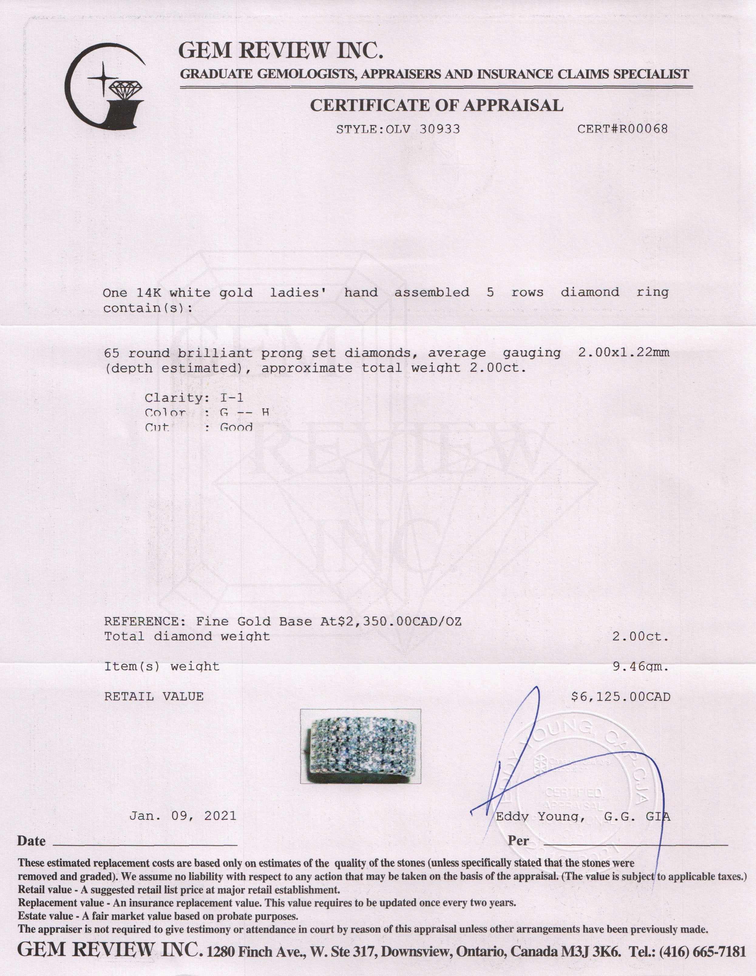 Five Row Diamond Band Ring