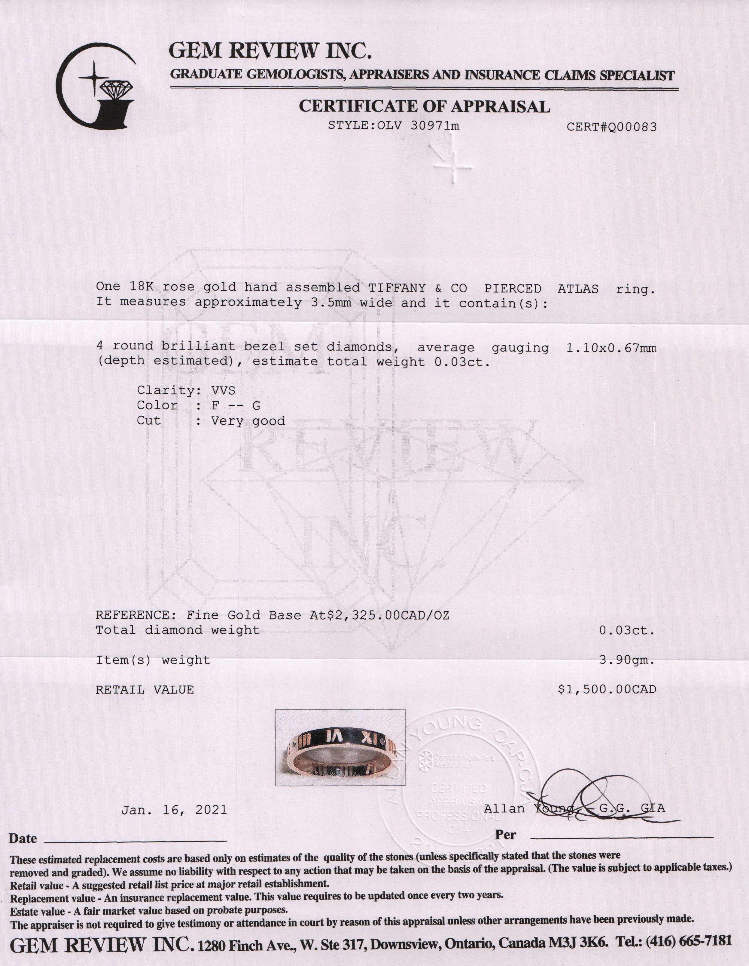 Tiffany & Co. 18k Rose Gold Diamond Atlas Pierced Ring