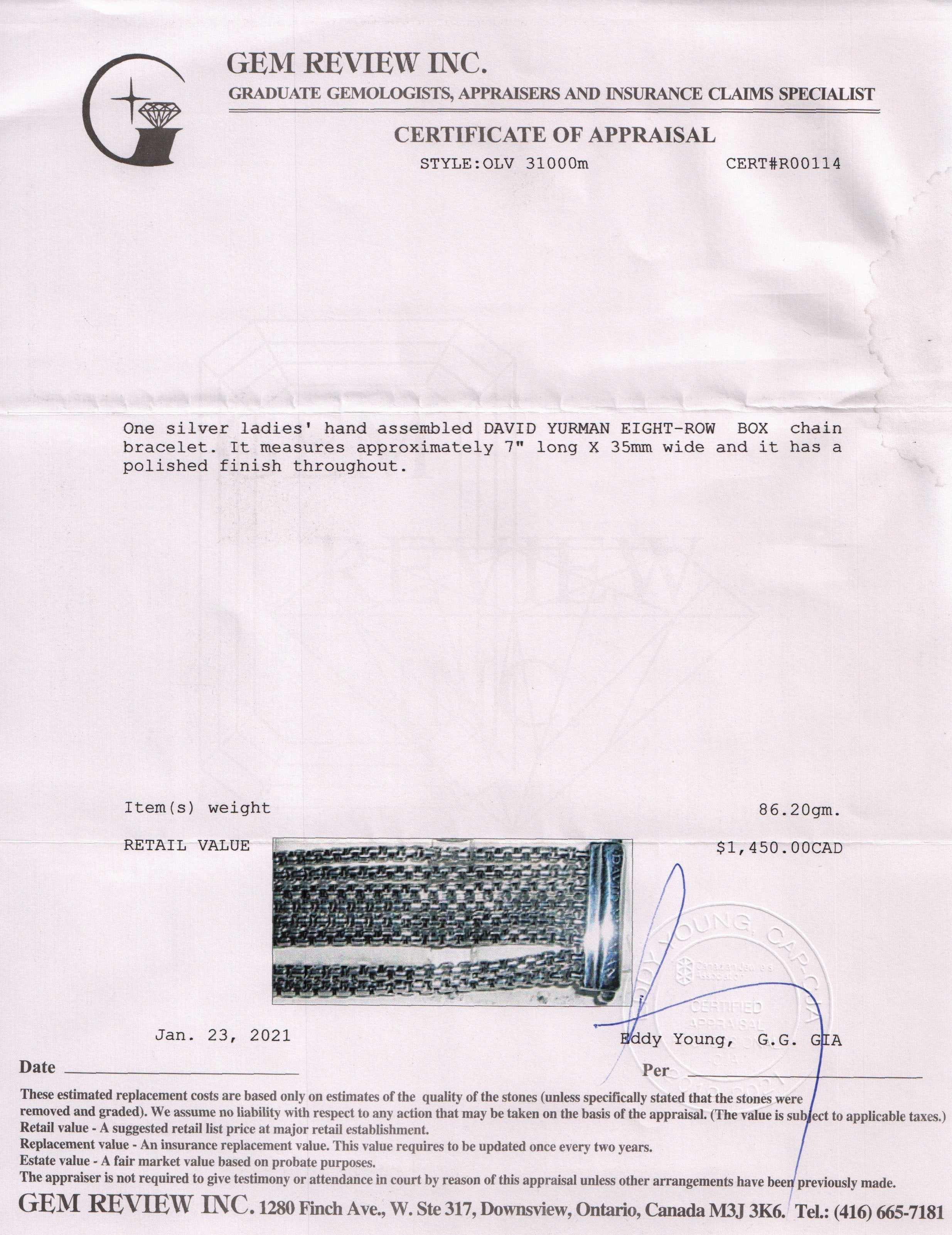 David Yurman Eight-Row Box Chain Bracelet