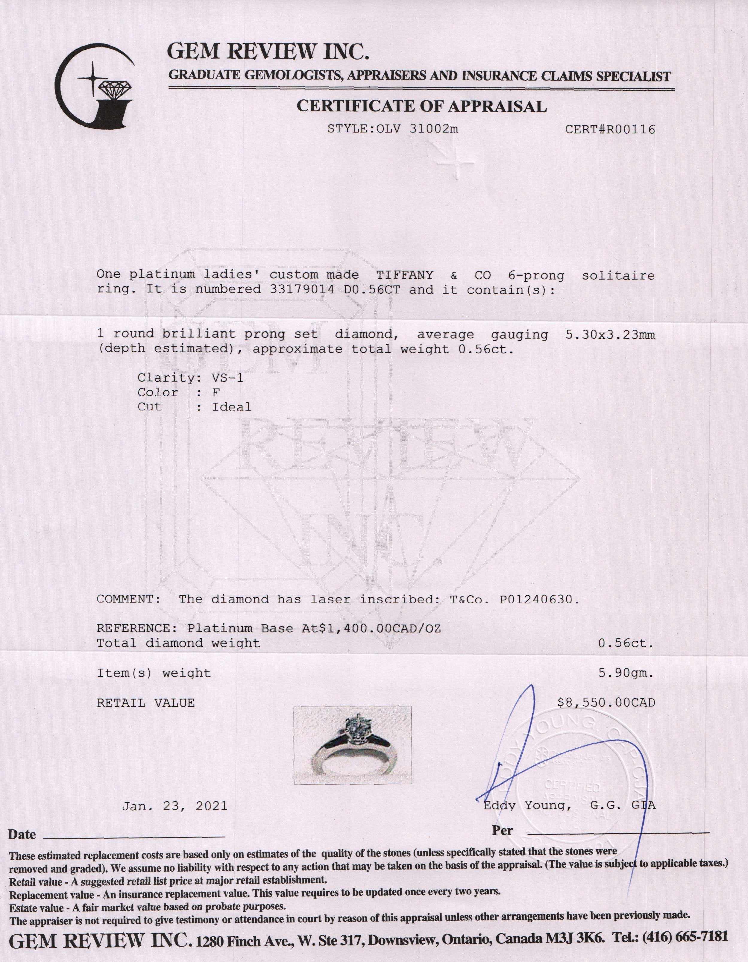 Tiffany & Co. Solitaire Diamond Engagement Ring