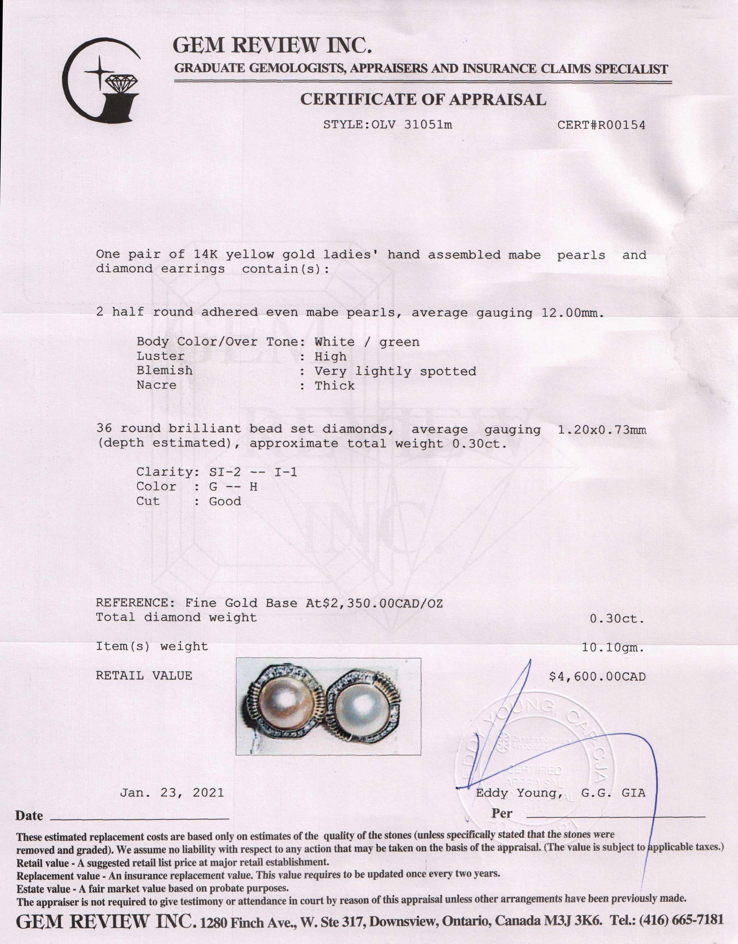 Pearl and Diamond Earrings