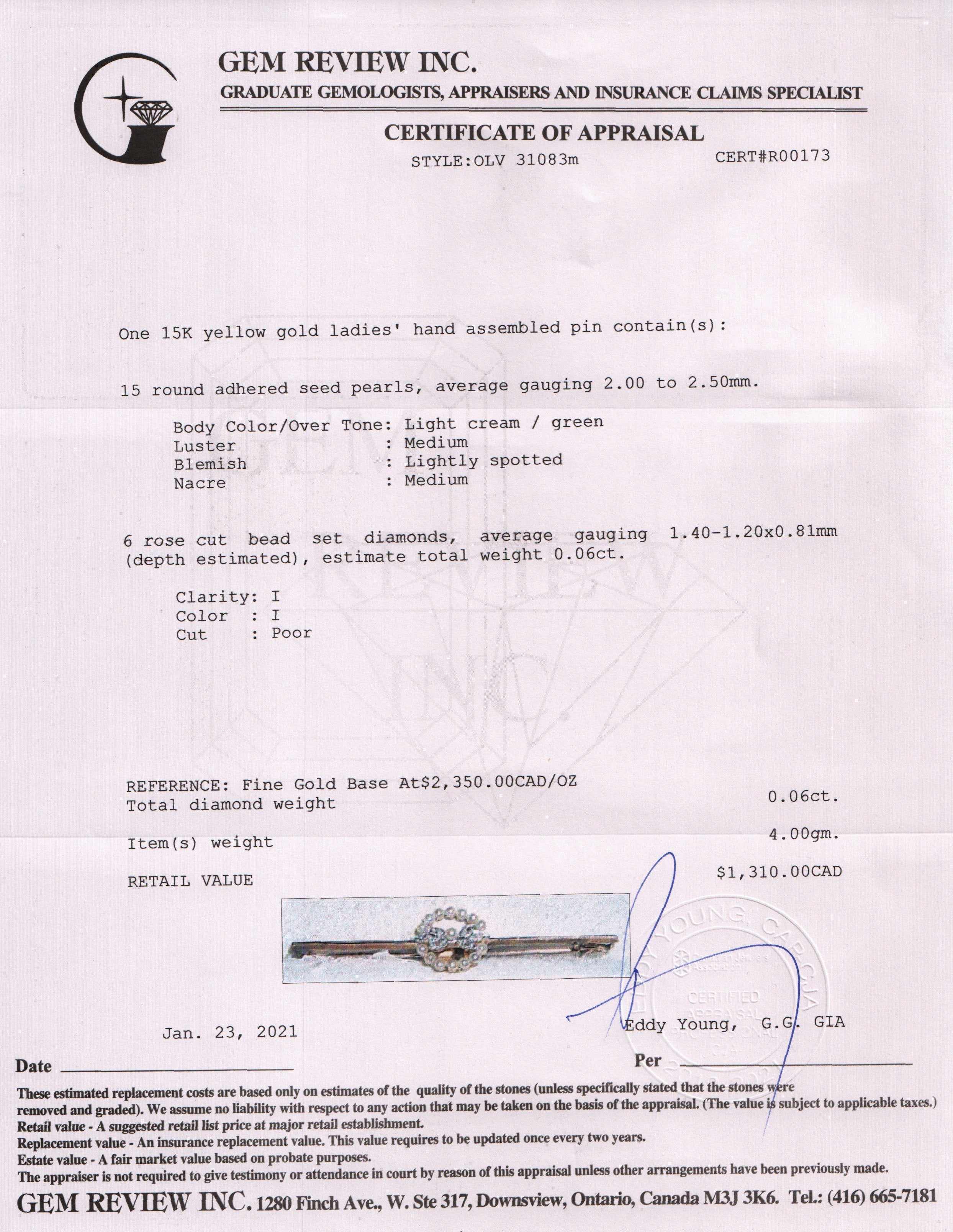 Antique Pearl and Diamond Bar Pin