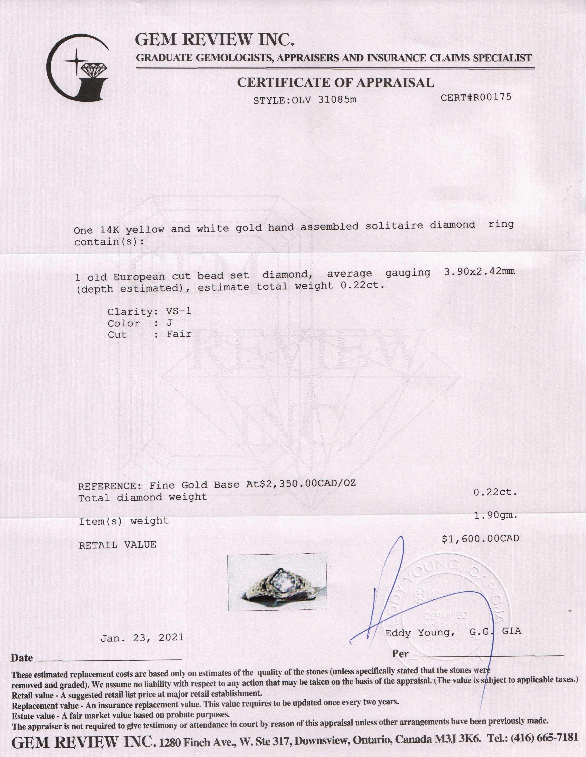 Antique Solitaire Diamond Ring