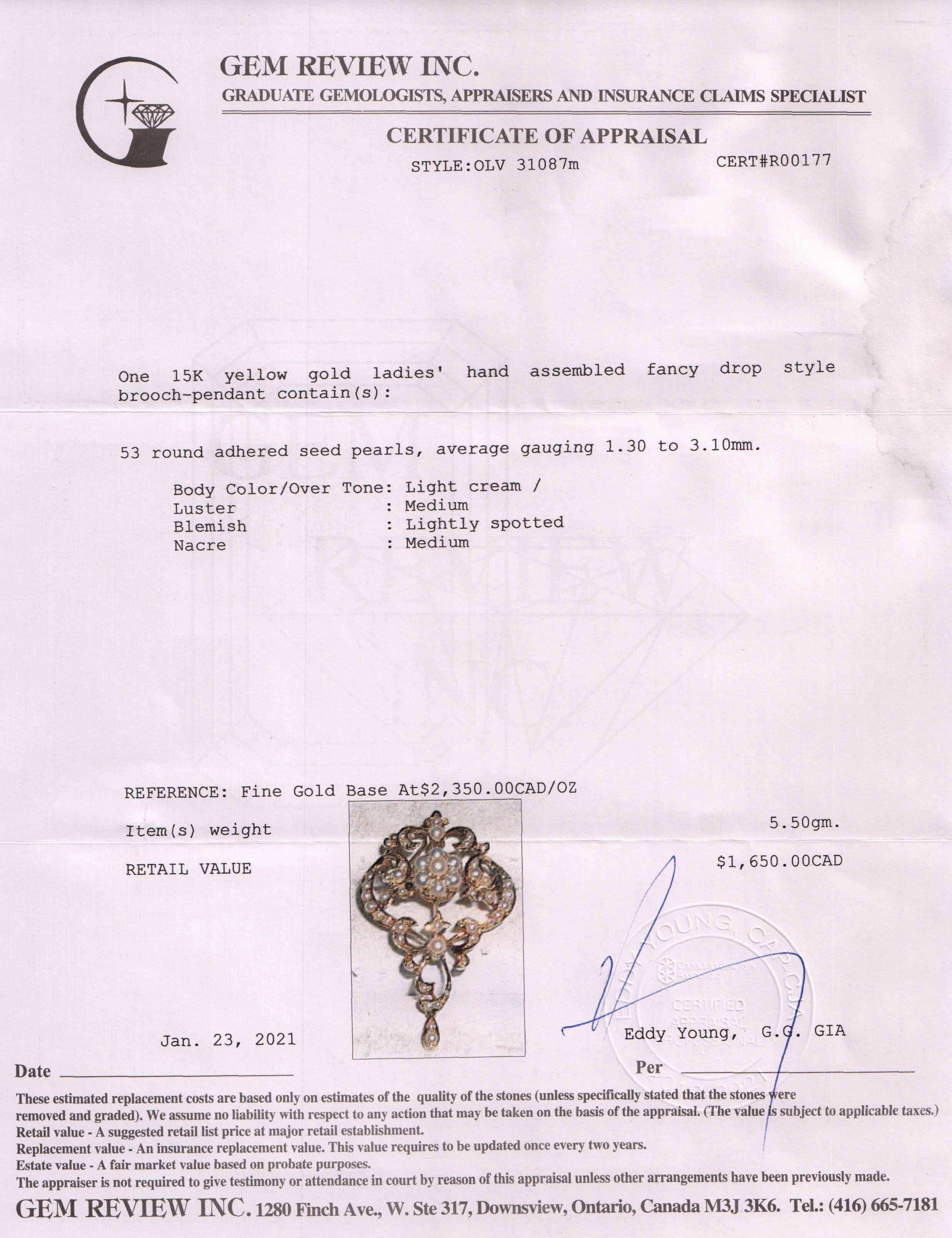 Antique Pearl Drop Brooch/Pendant