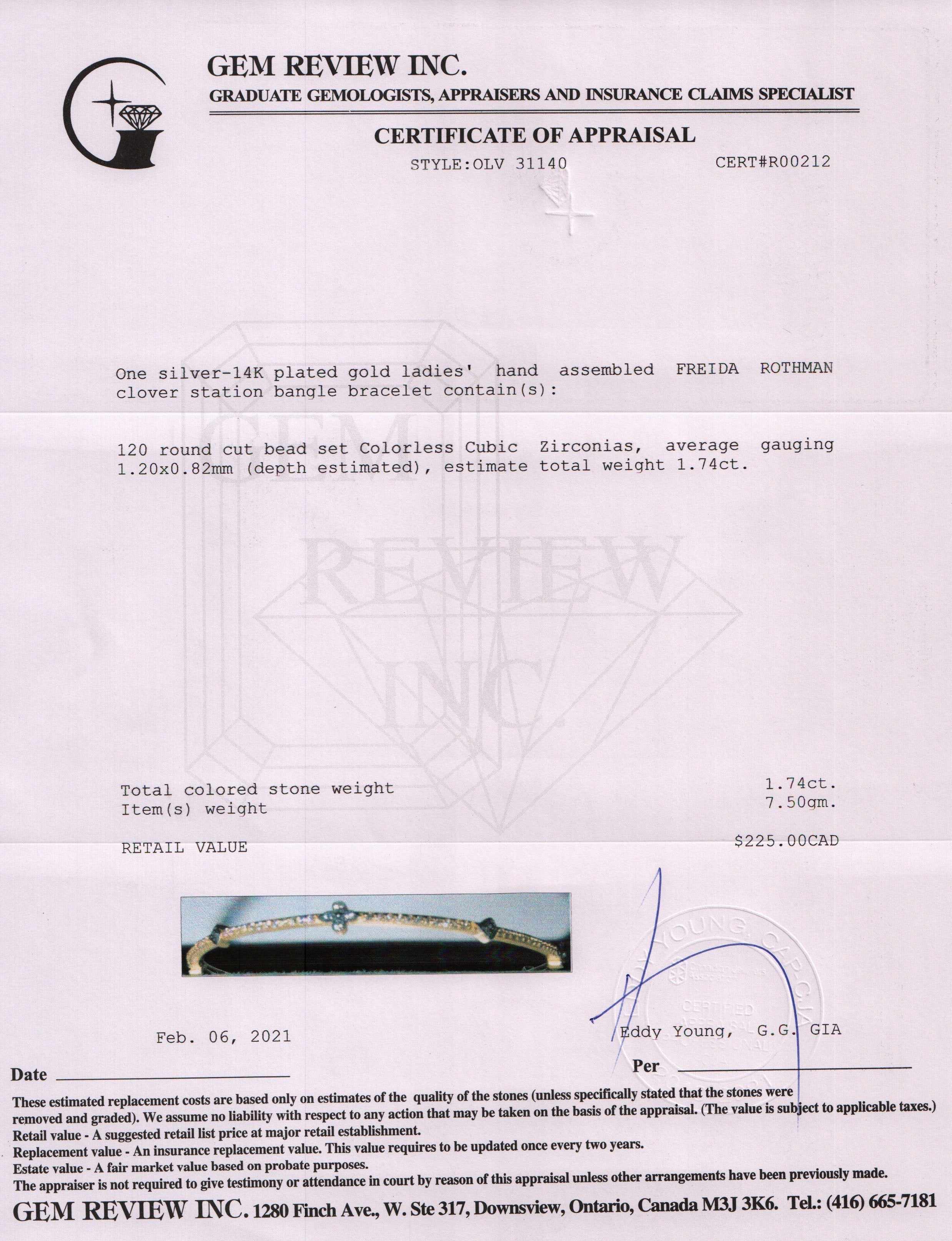 Freida Rothman Clover Station Bangle Bracelet