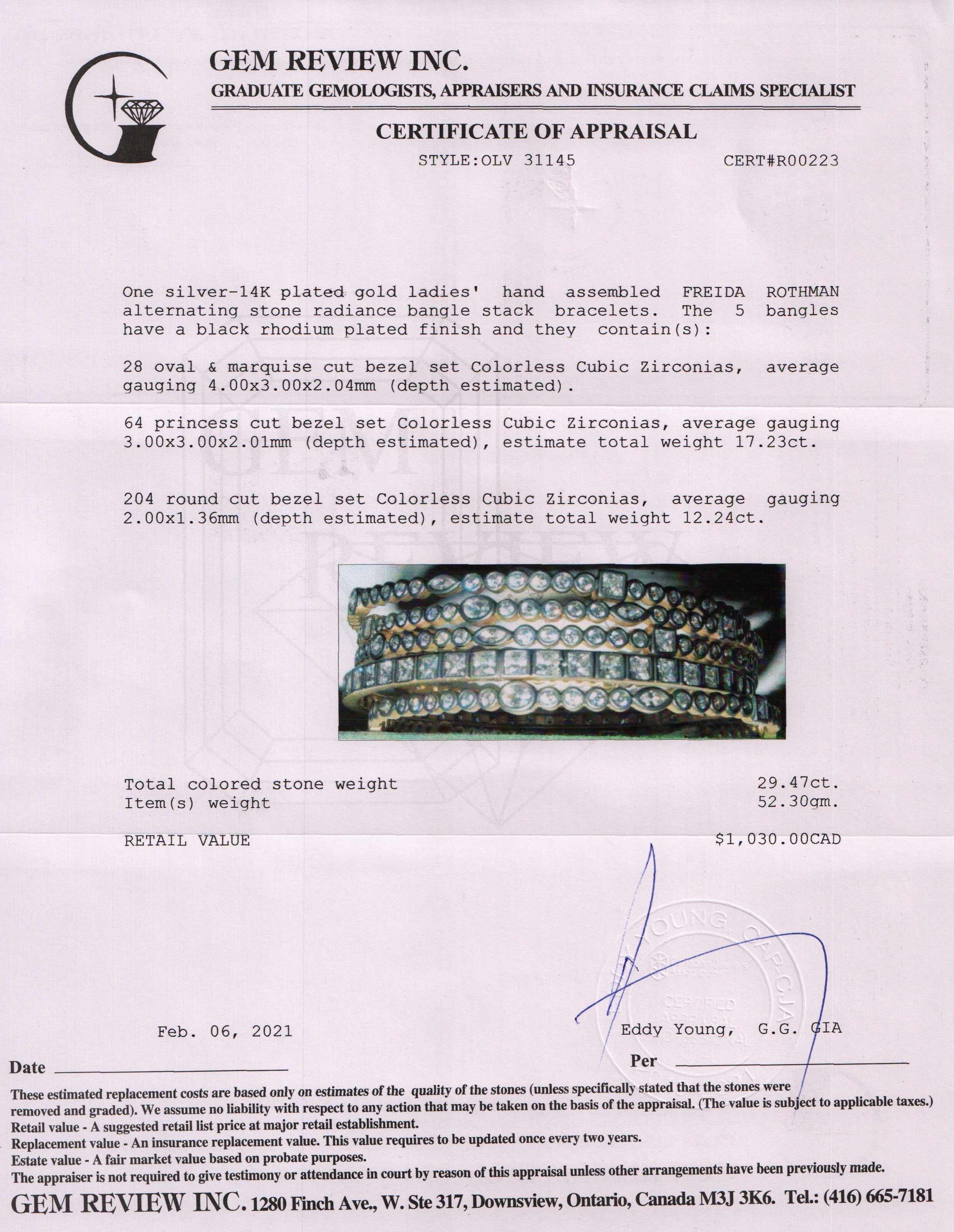 Freida Rothman Alternating Stone Radiance Bangle Stack