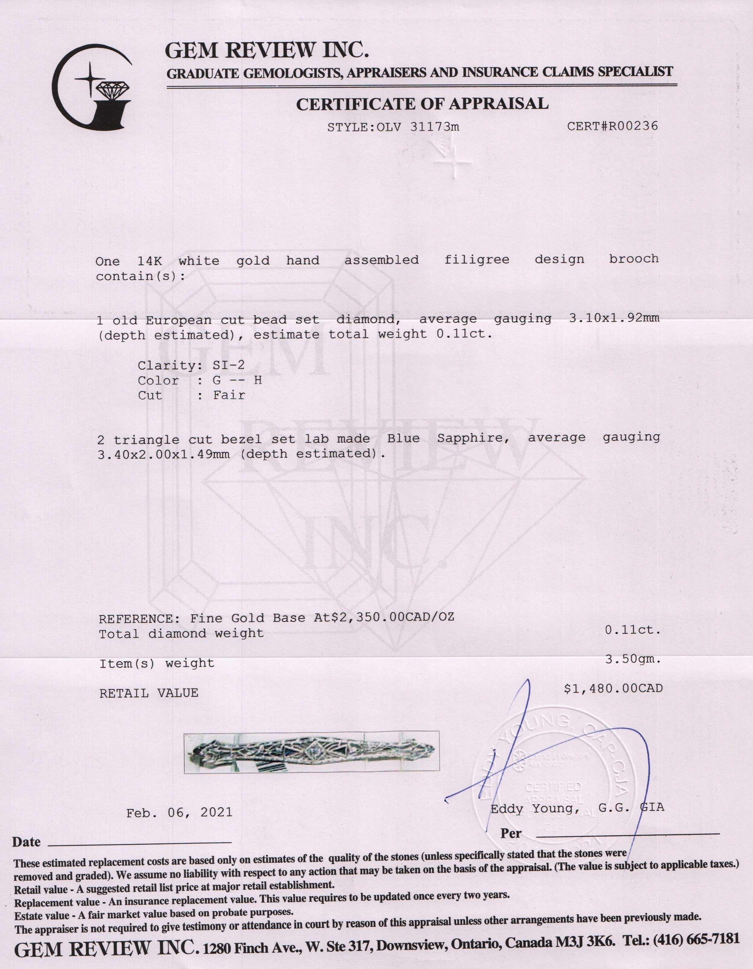 Antique Filigree Diamond Bar Brooch