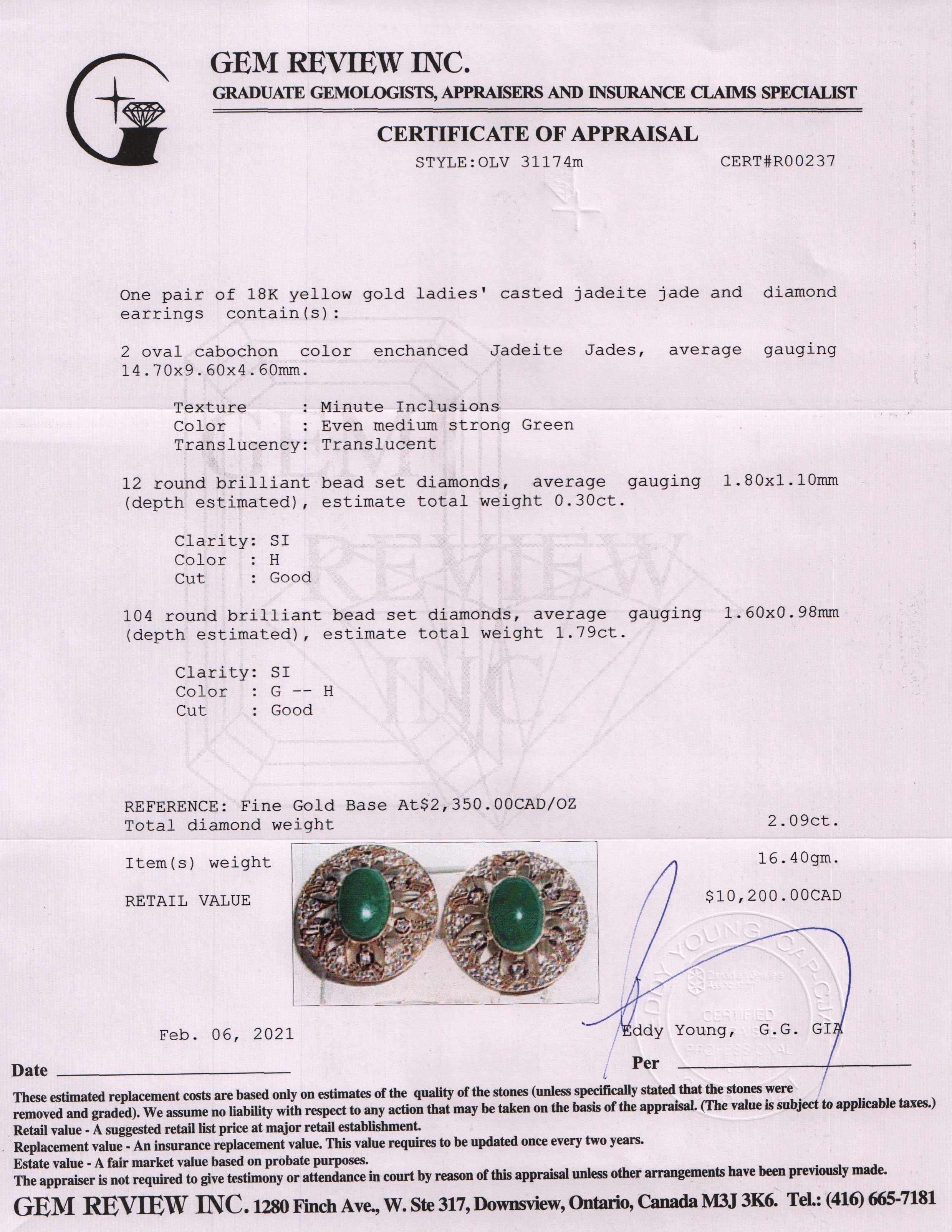 Jade and Diamond Earrings