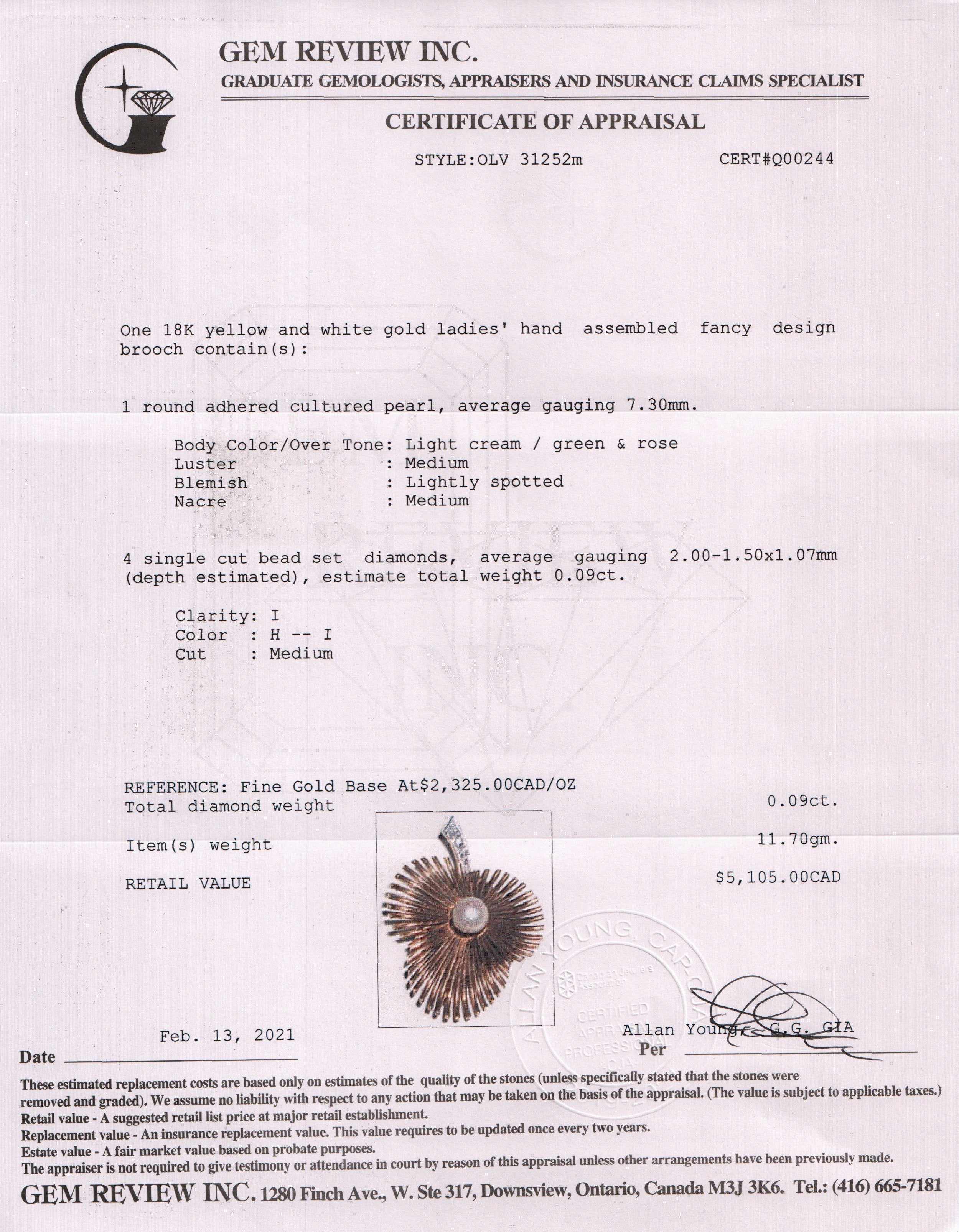 Pearl & Diamond Brooch