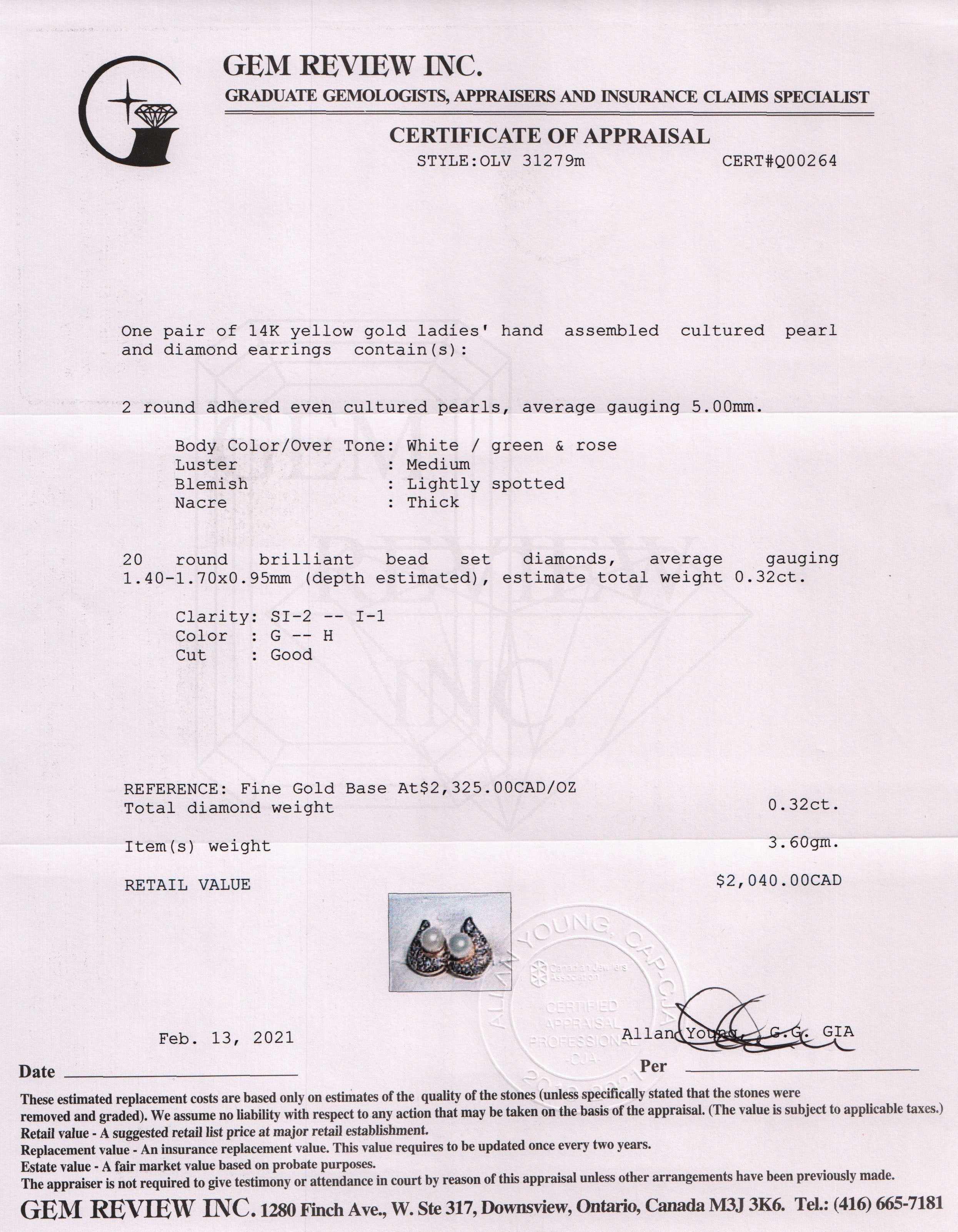 Pearl and Diamond Earrings